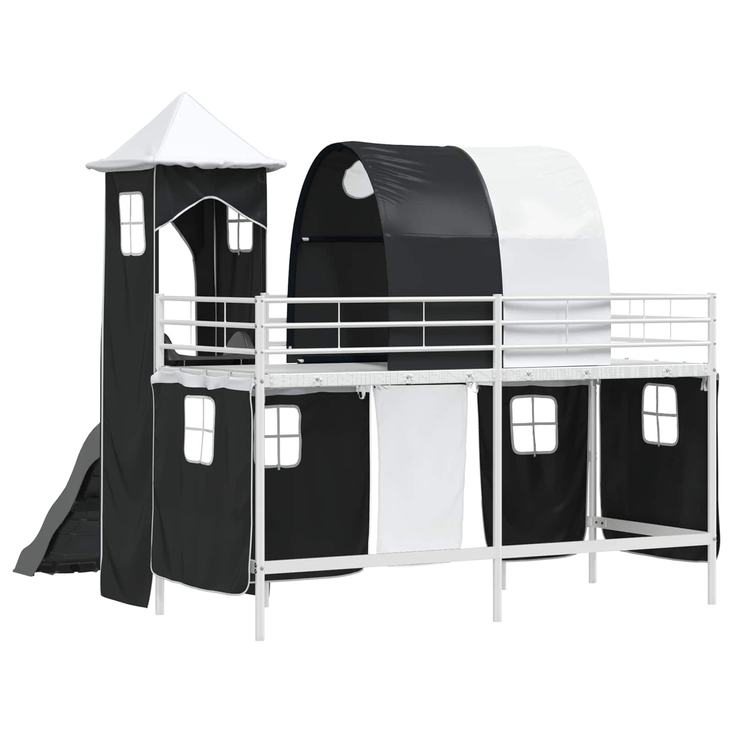 Kids'Loft Bed Frame White and Black 90 x 190 cm Metal
