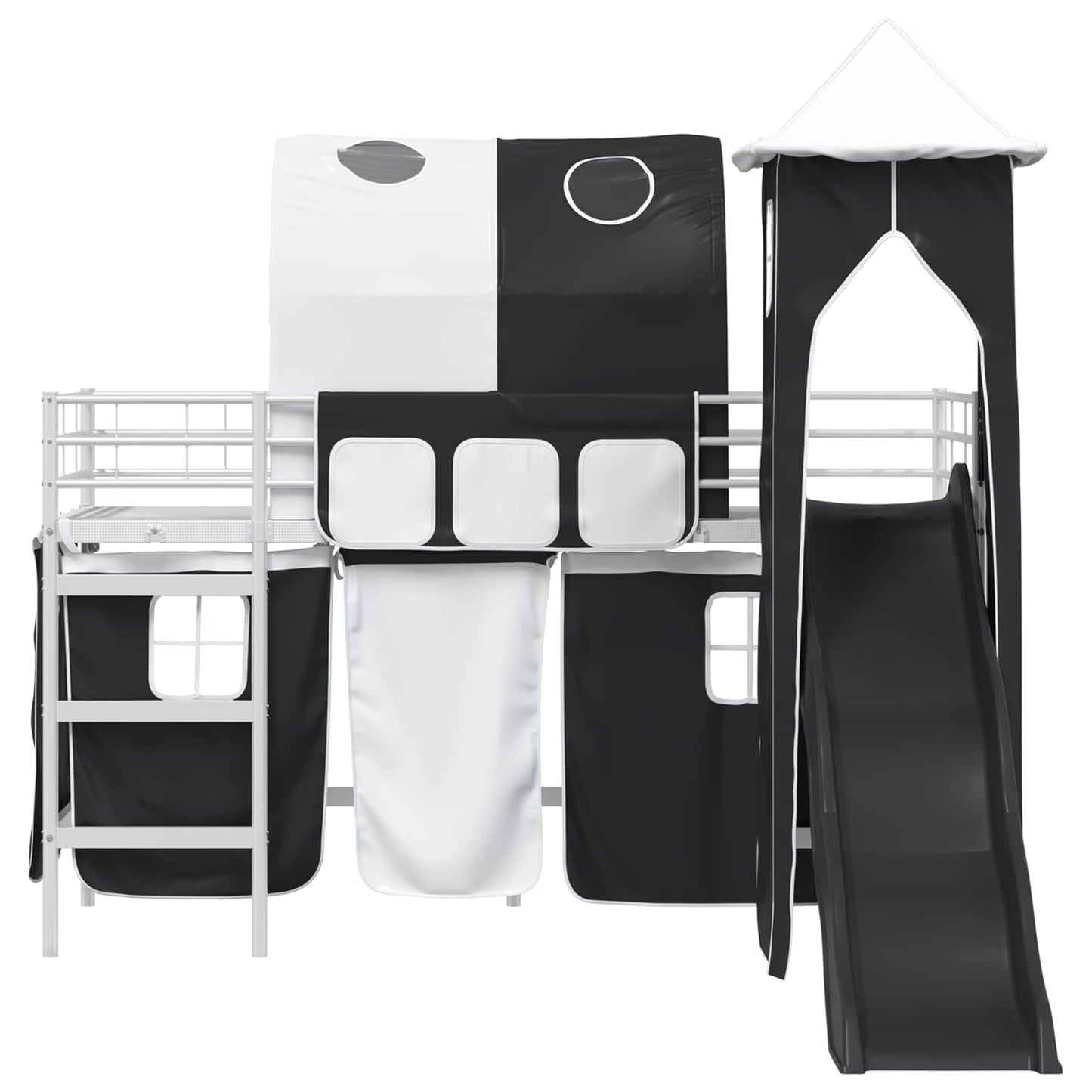 Kids'Loft Bed Frame White and Black 90 x 190 cm Metal