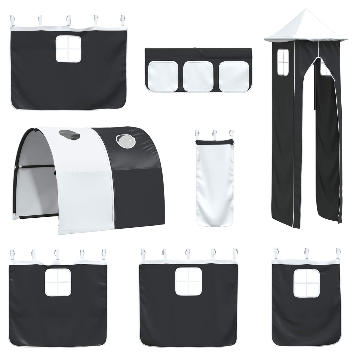 Kids'Loft Bed Frame White and Black 90 x 190 cm Metal