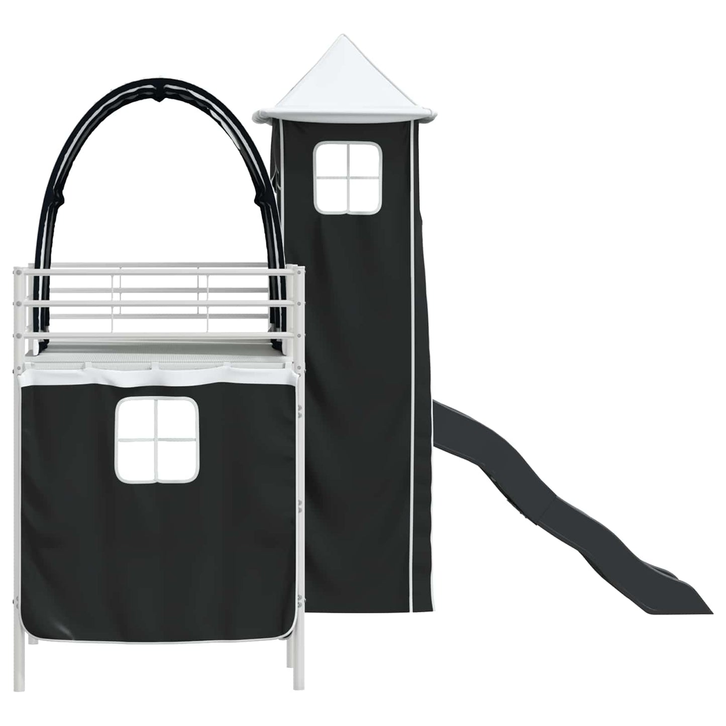 Kids'Loft Bed Frame White and Black 90 x 190 cm Metal