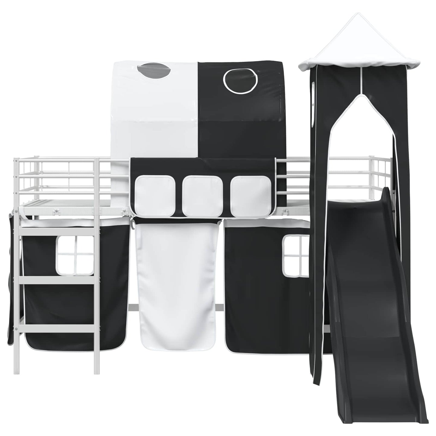 Kids'Loft Bed Frame White and Black 100 x 200 cm Metal