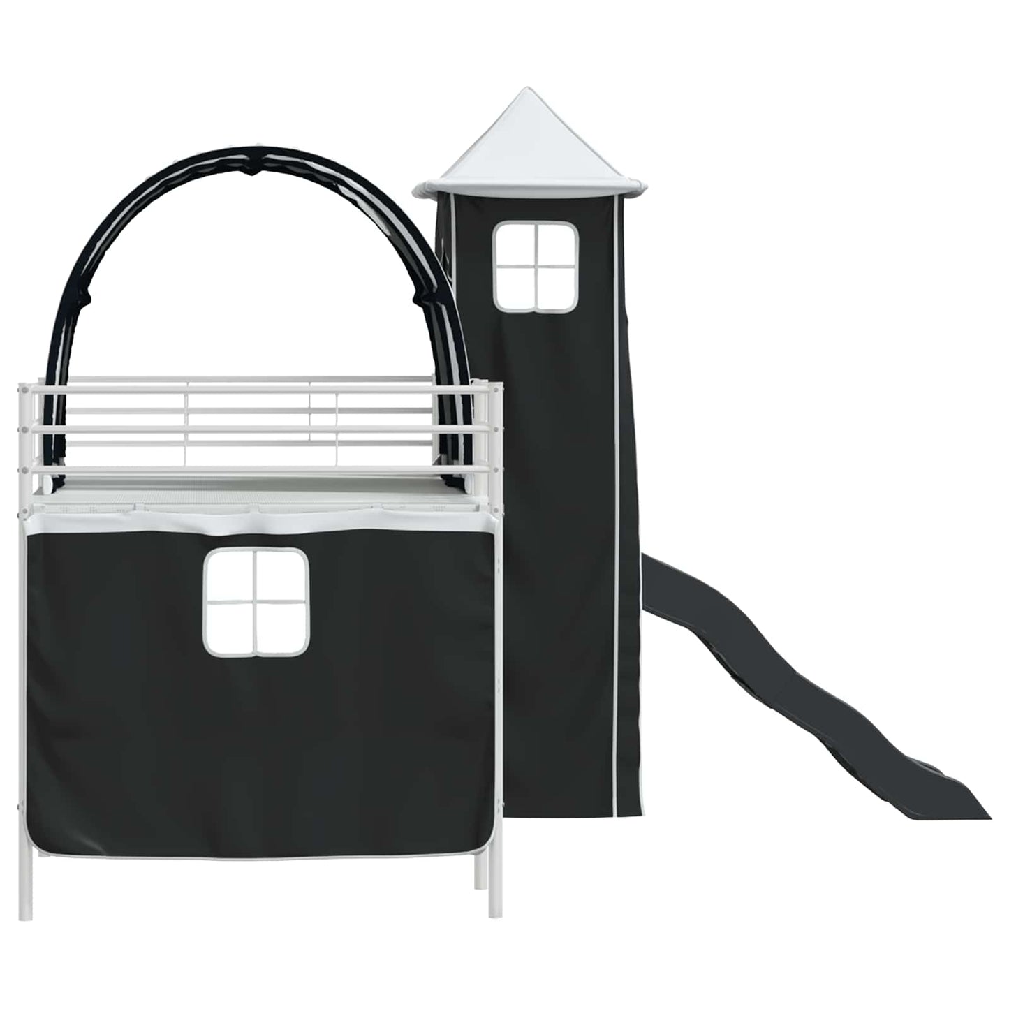 Kids'Loft Bed Frame White and Black 100 x 200 cm Metal