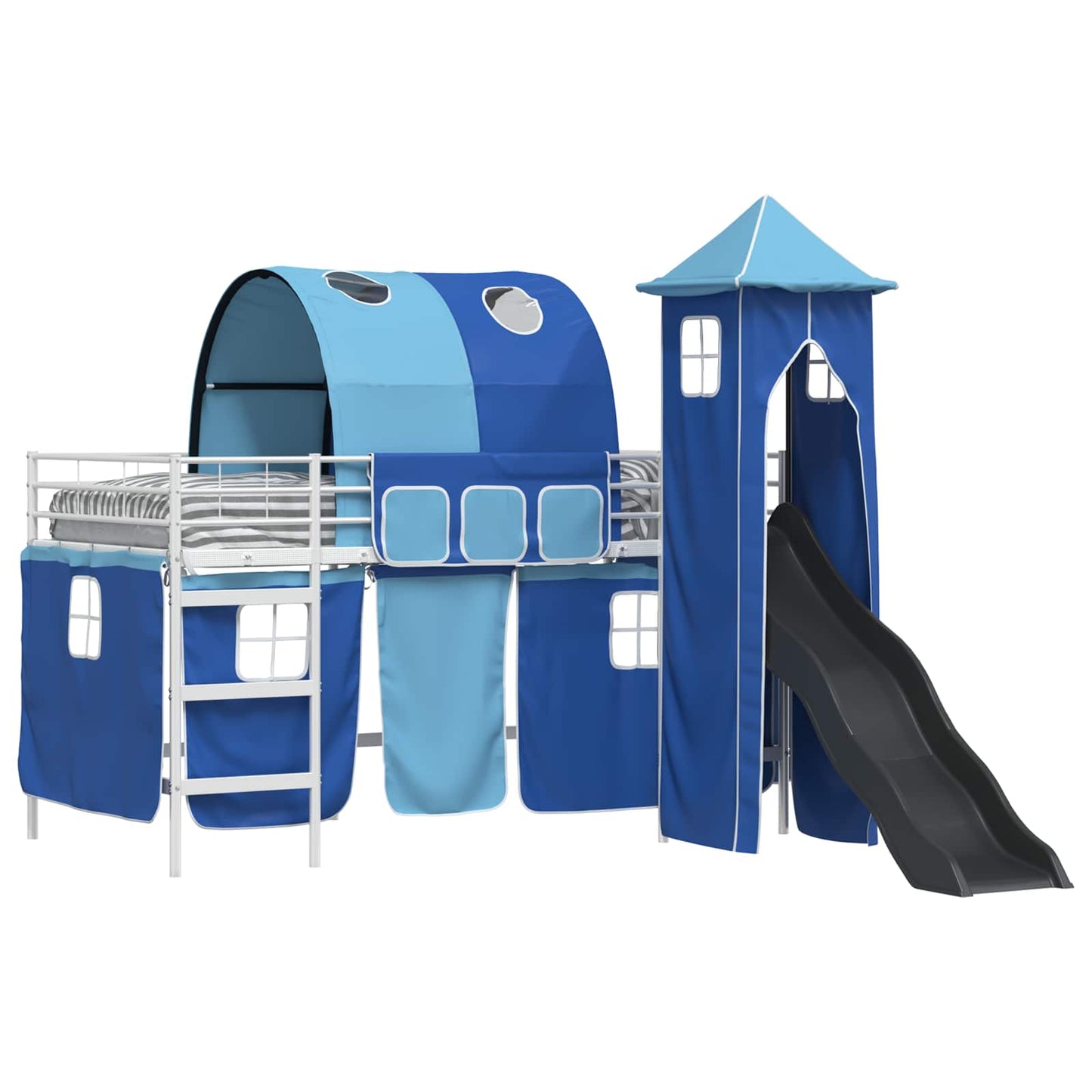 Kids'Loft Bed Frame White and Blue 90 x 200 cm Metal