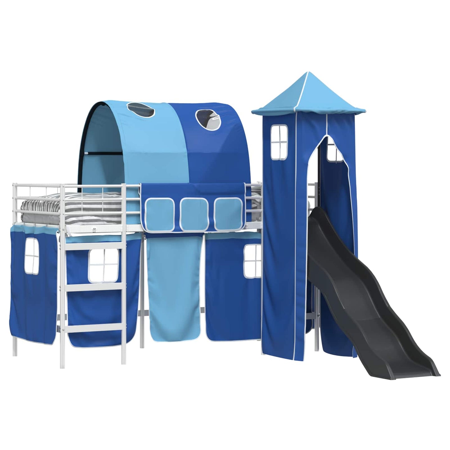 Kids'Loft Bed Frame White and Blue 100 x 190 cm Metal