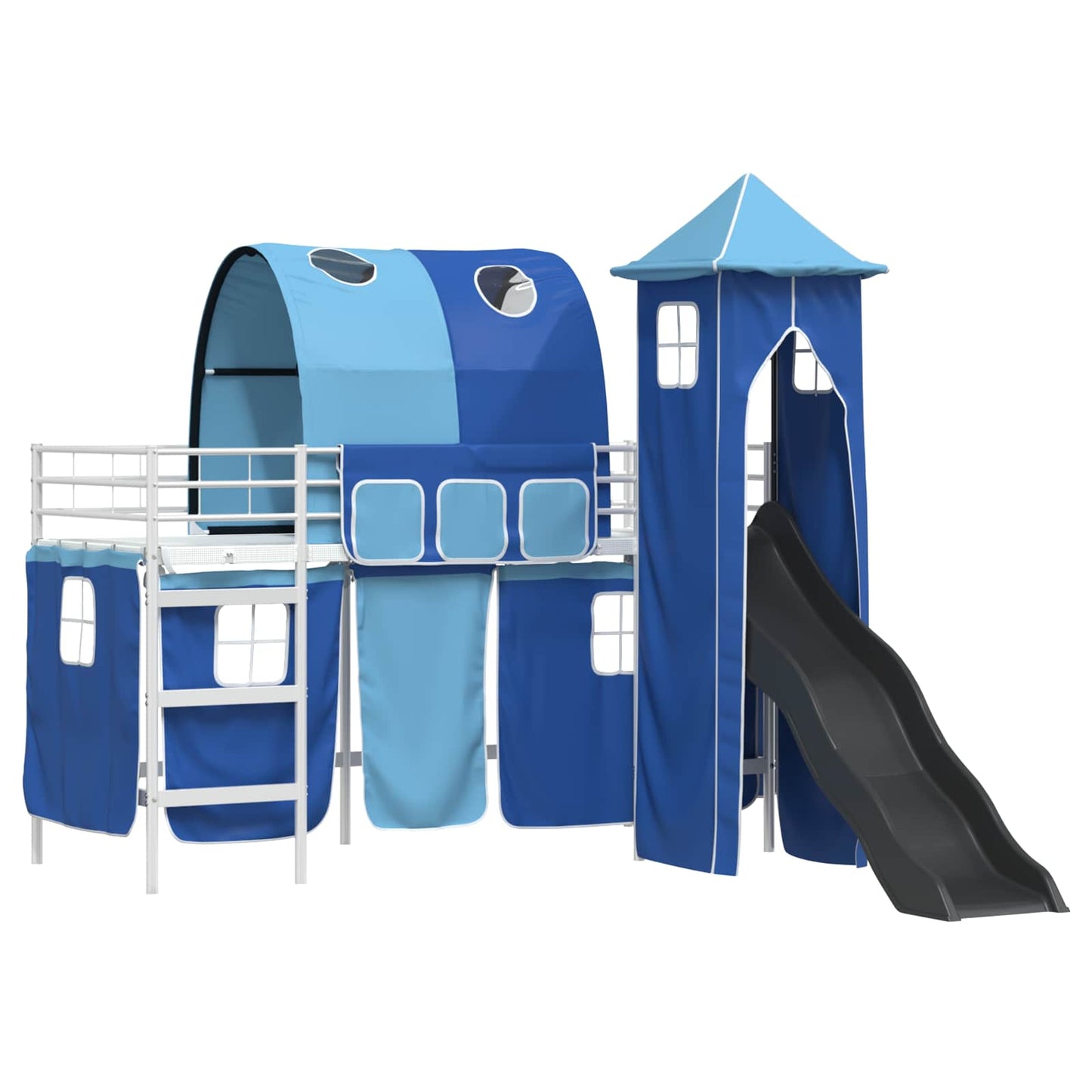 Kids'Loft Bed Frame White and Blue 100 x 190 cm Metal