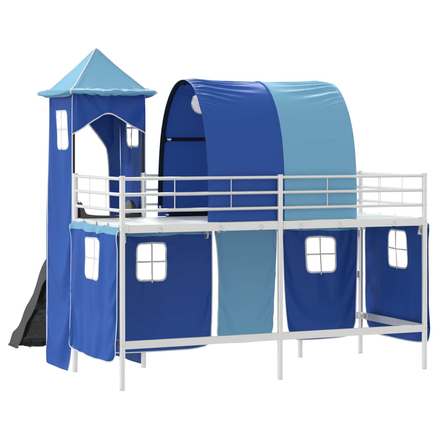 Kids'Loft Bed Frame White and Blue 100 x 190 cm Metal