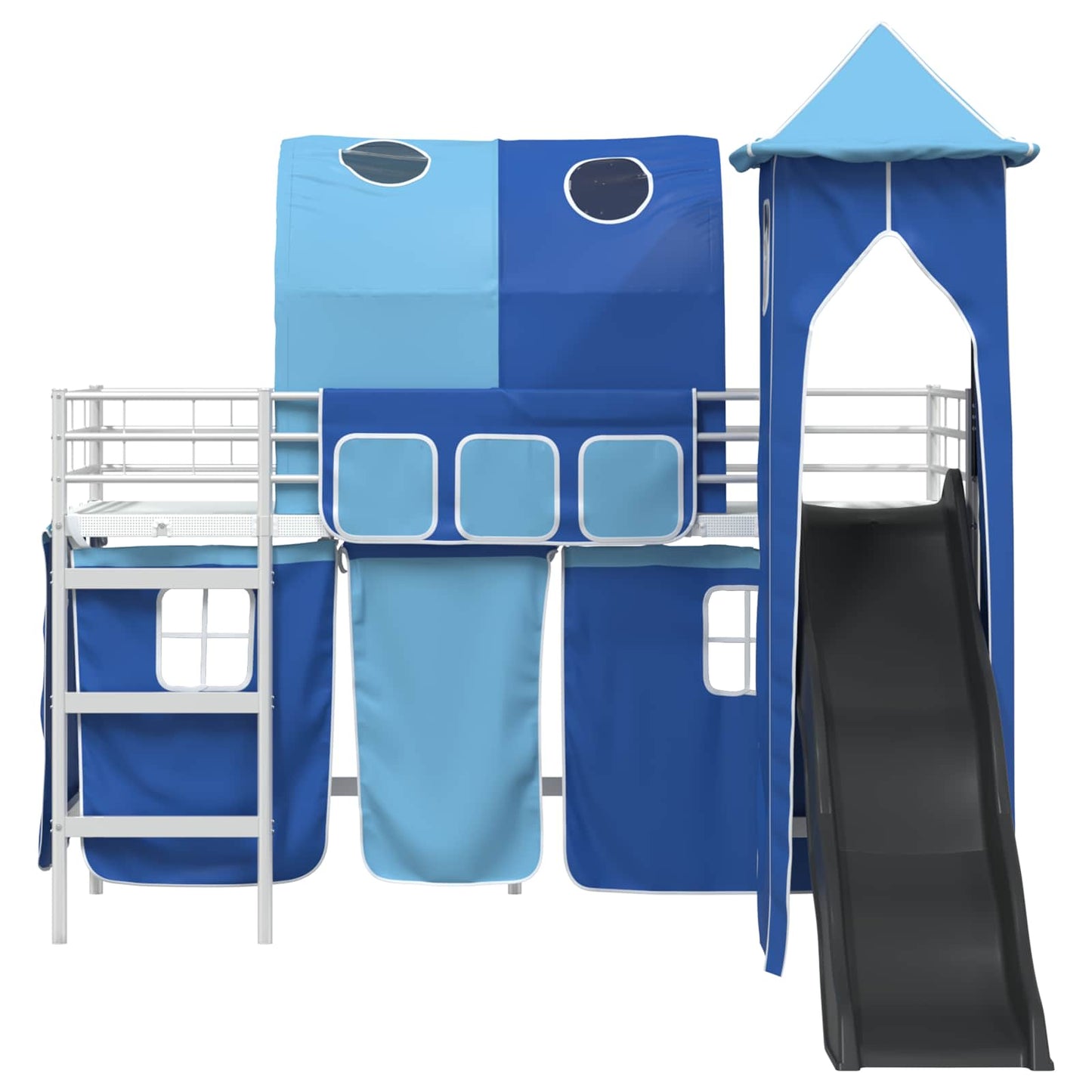 Kids'Loft Bed Frame White and Blue 100 x 190 cm Metal