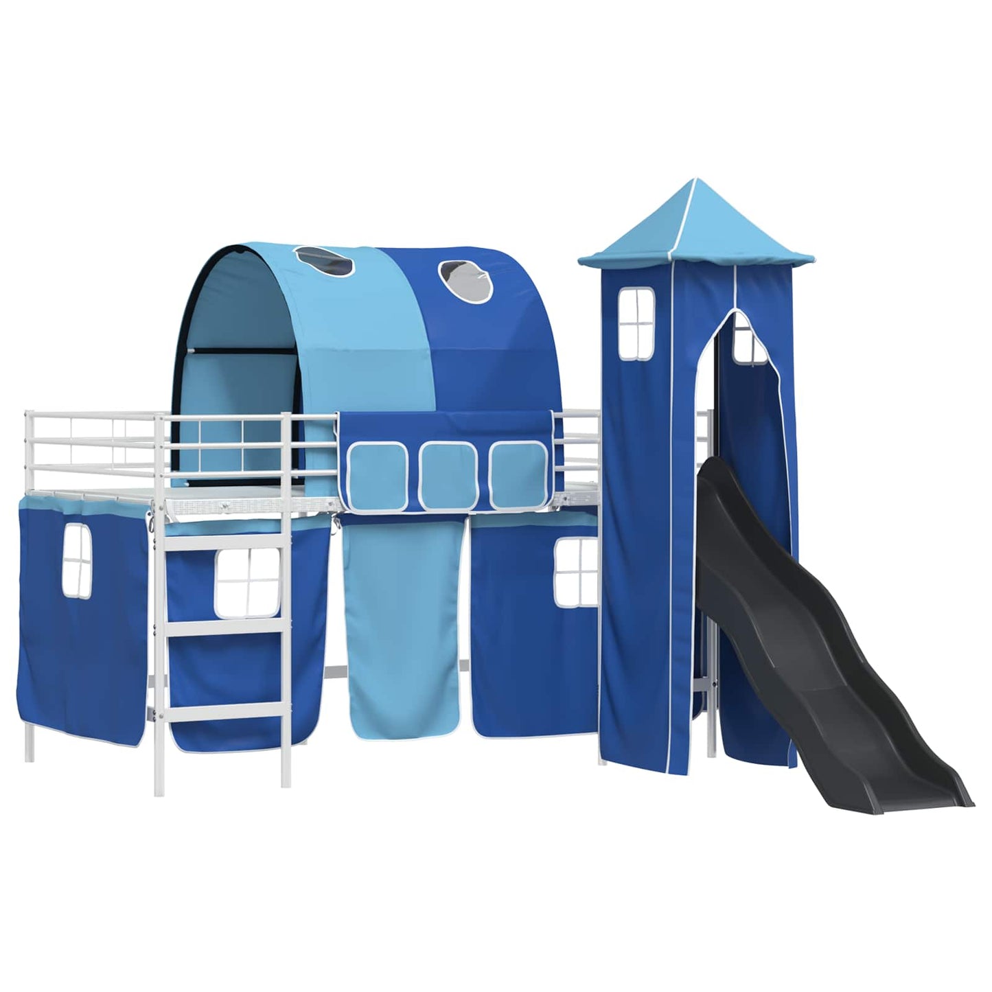Kids'Loft Bed Frame White and Blue 100 x 200 cm Metal