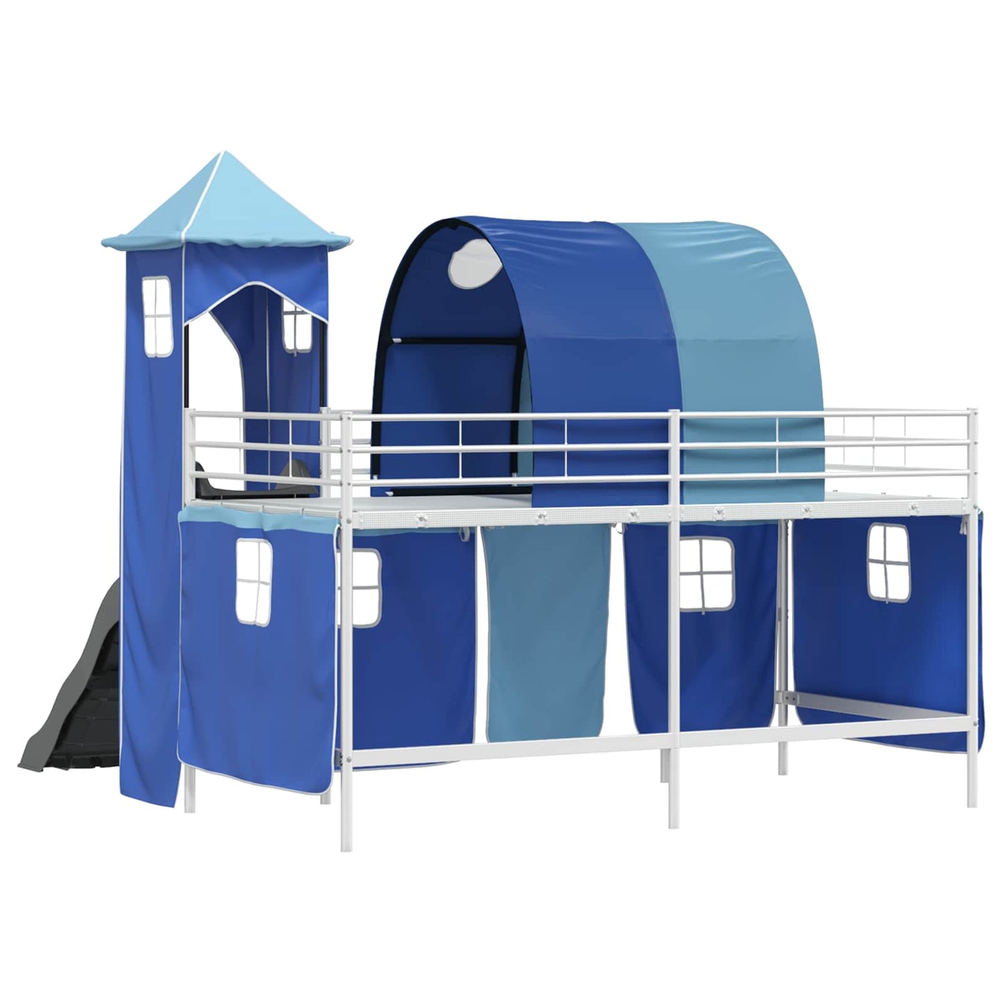 Kids'Loft Bed Frame White and Blue 100 x 200 cm Metal