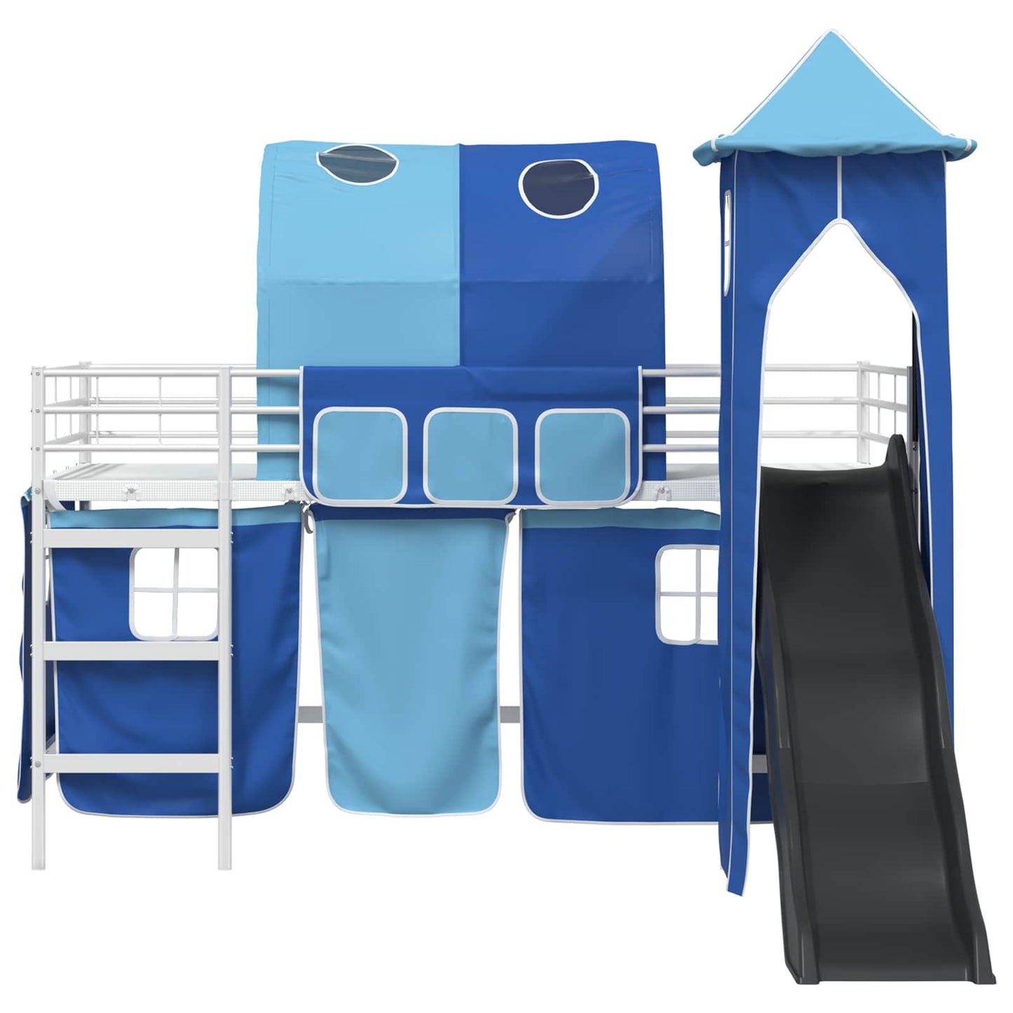 Kids'Loft Bed Frame White and Blue 100 x 200 cm Metal