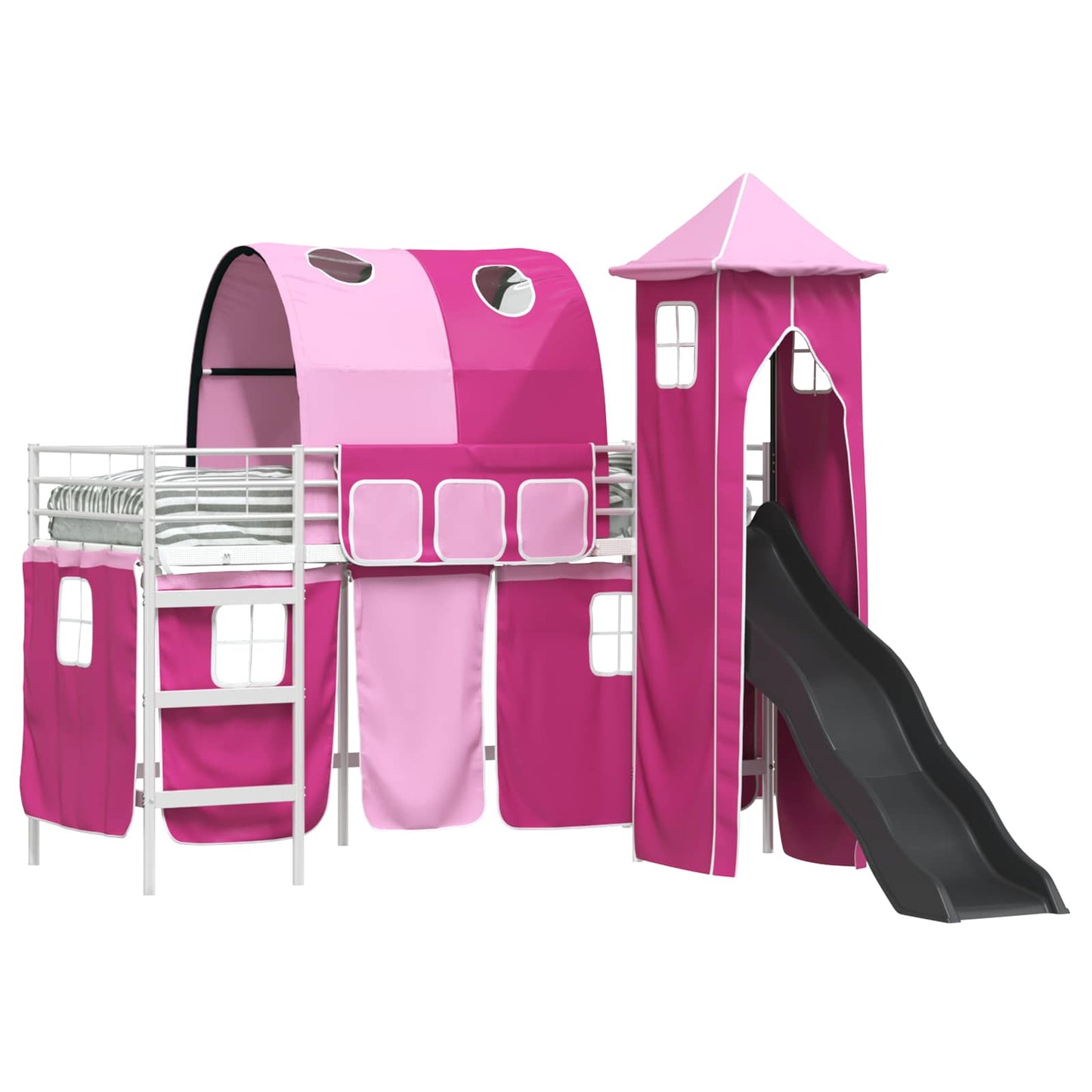 Kids'Loft Bed Frame White and Pink 75 x 190 cm Metal