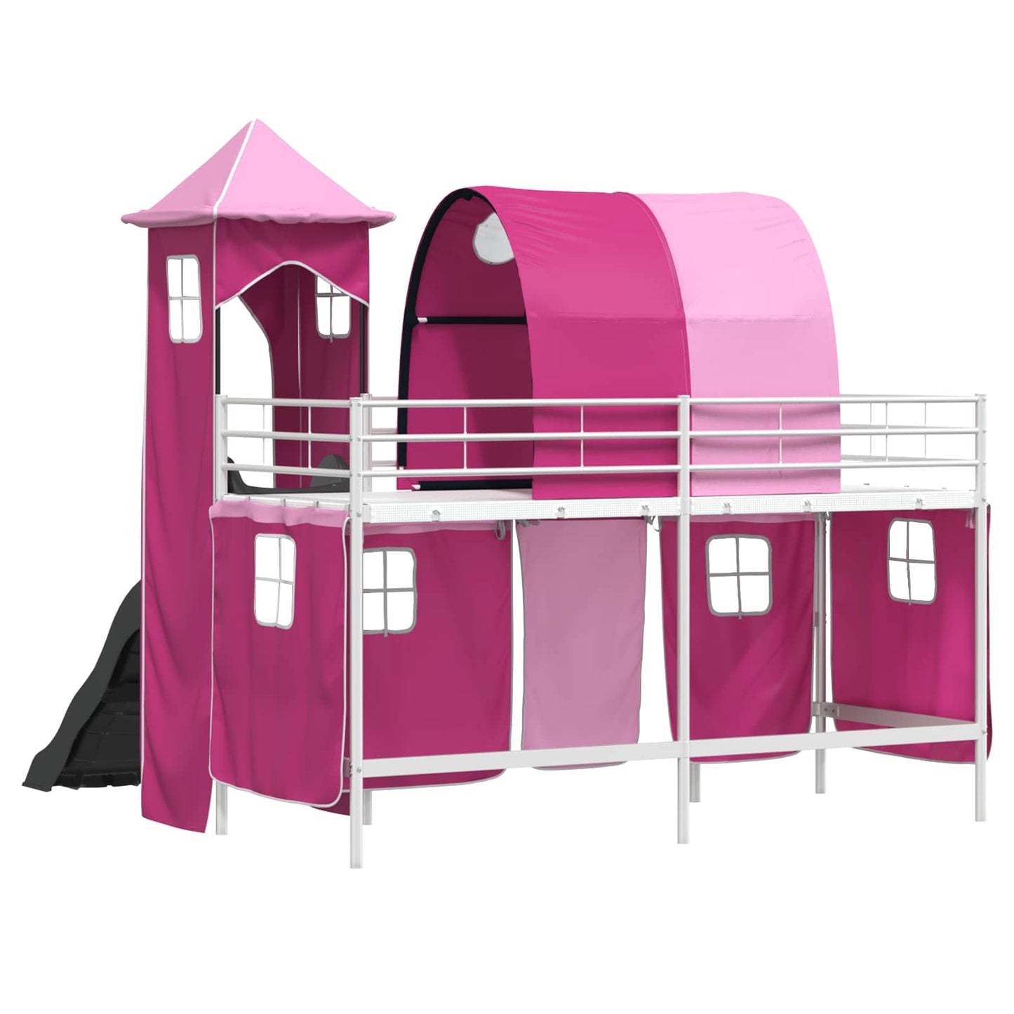 Kids'Loft Bed Frame White and Pink 75 x 190 cm Metal