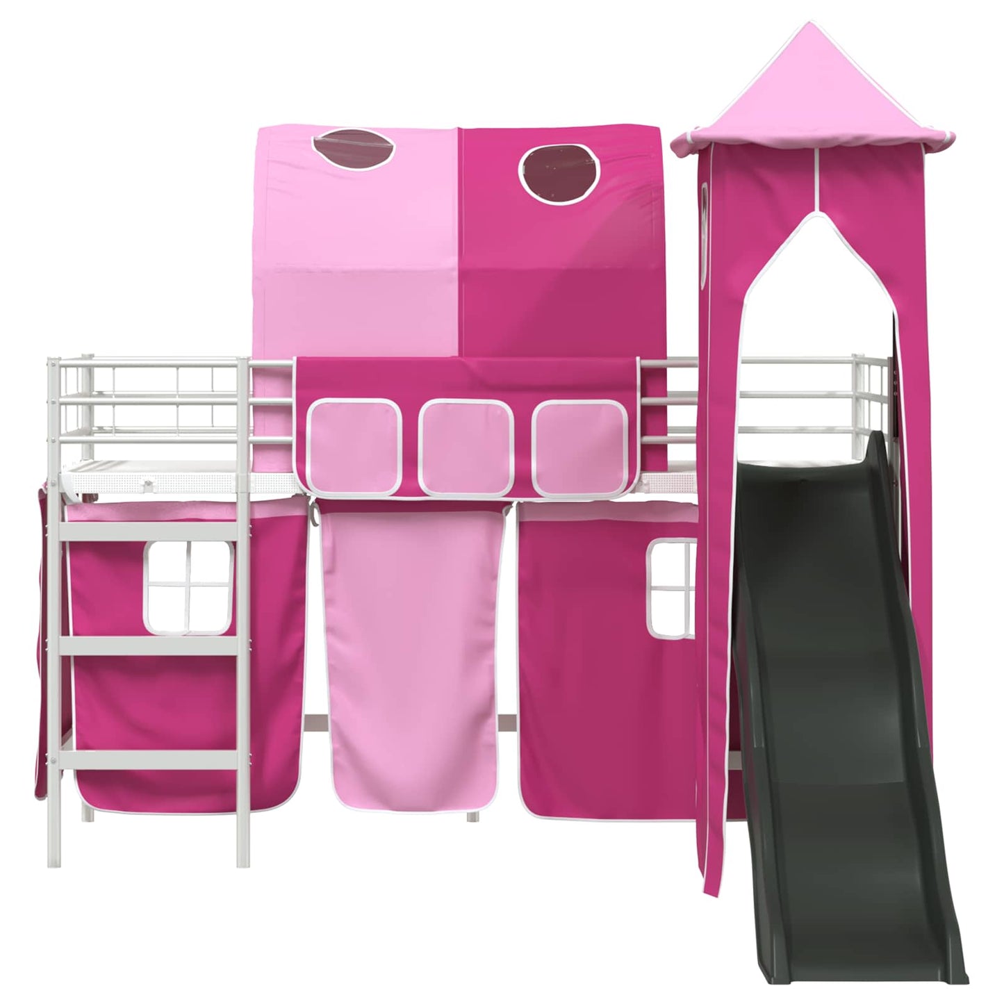 Kids'Loft Bed Frame White and Pink 75 x 190 cm Metal