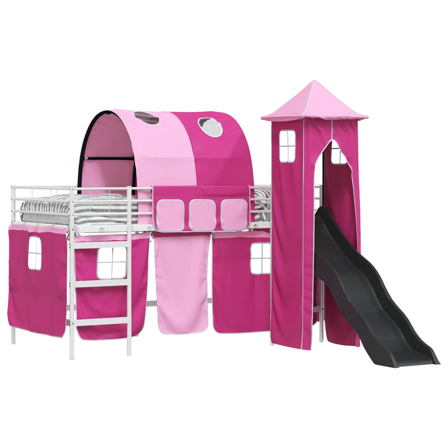 Kids'Loft Bed Frame White and Pink 80 x 200 cm Metal