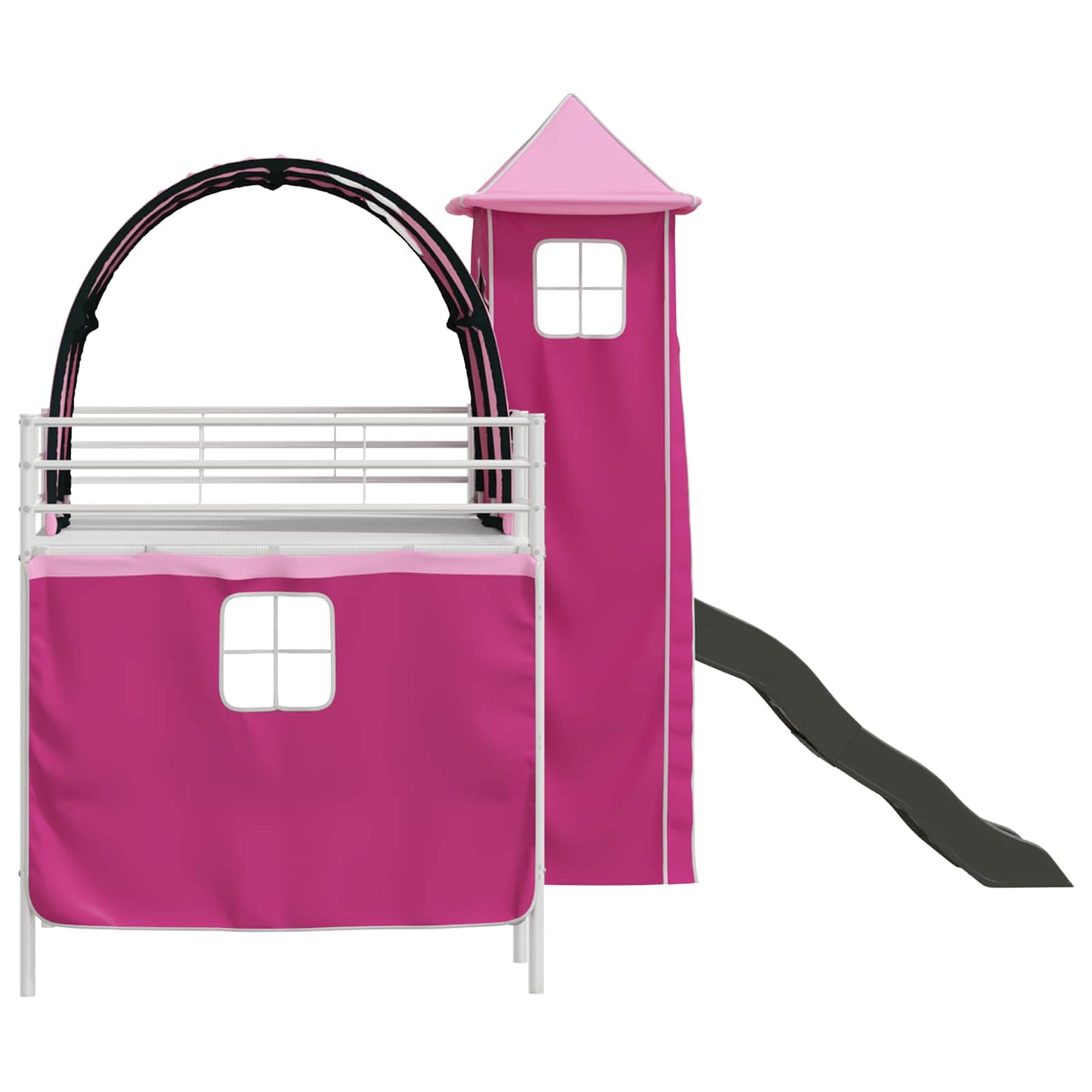 Kids'Loft Bed Frame White and Pink 80 x 200 cm Metal