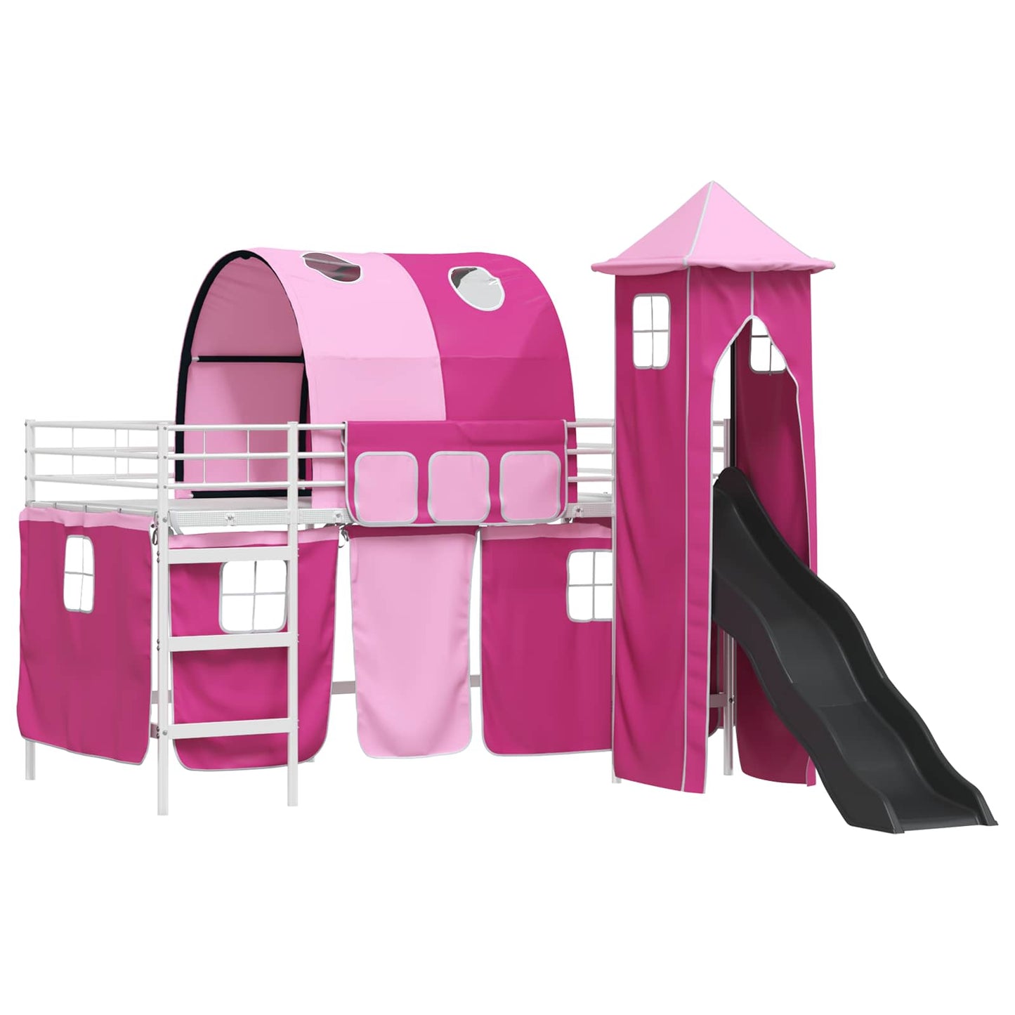 Kids'Loft Bed Frame White and Pink 90 x 200 cm Metal
