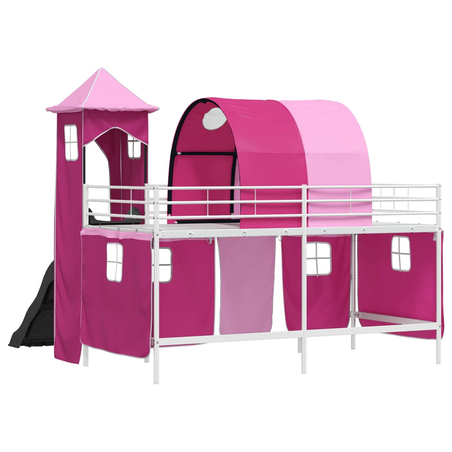 Kids'Loft Bed Frame White and Pink 90 x 200 cm Metal