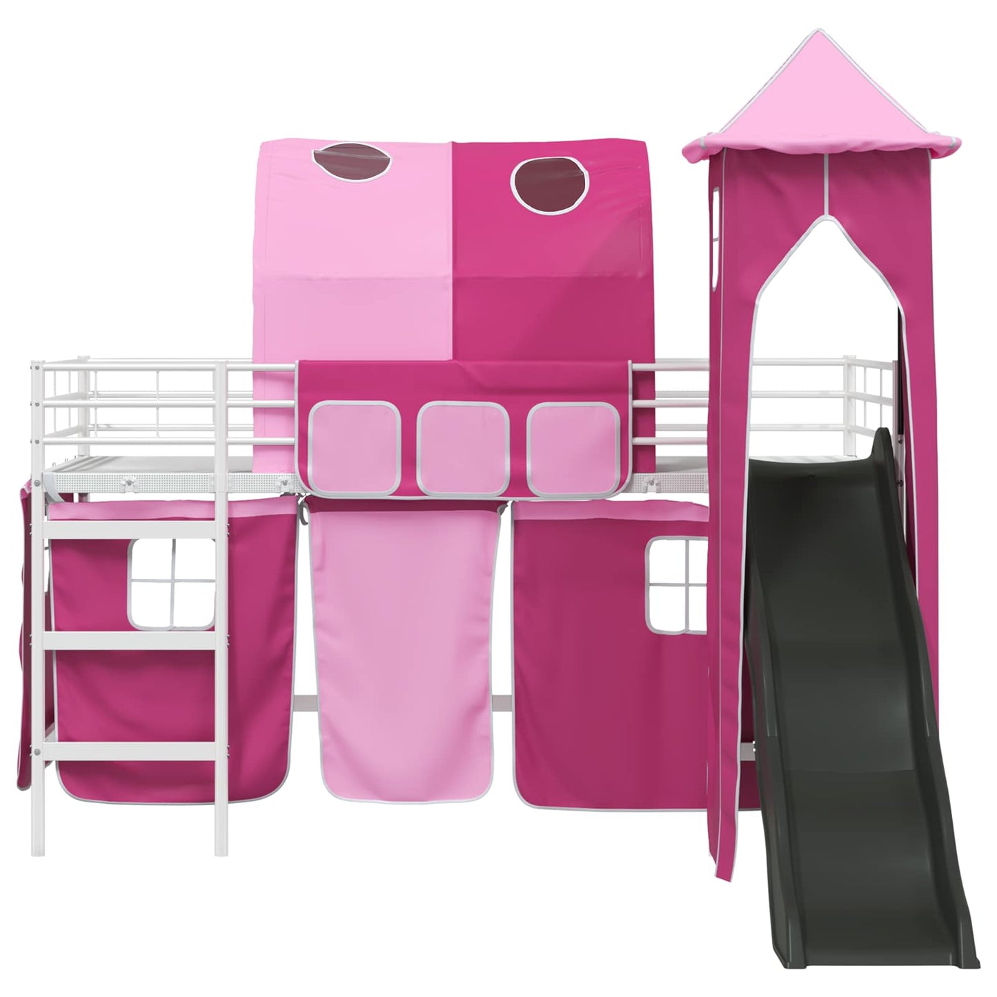 Kids'Loft Bed Frame White and Pink 90 x 200 cm Metal