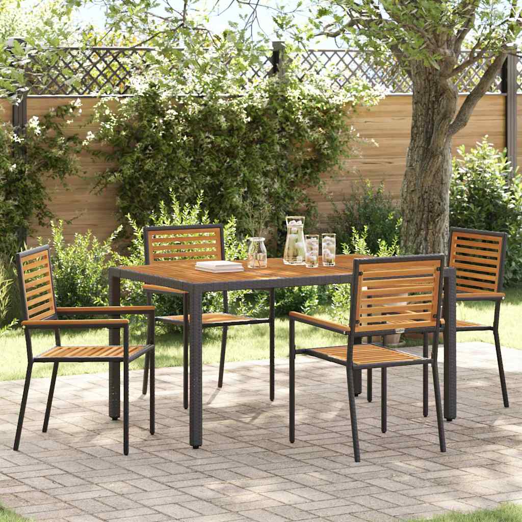 Garden Stacking Chairs 4 pcs Brown and Black 54 x 56 x 90 cm