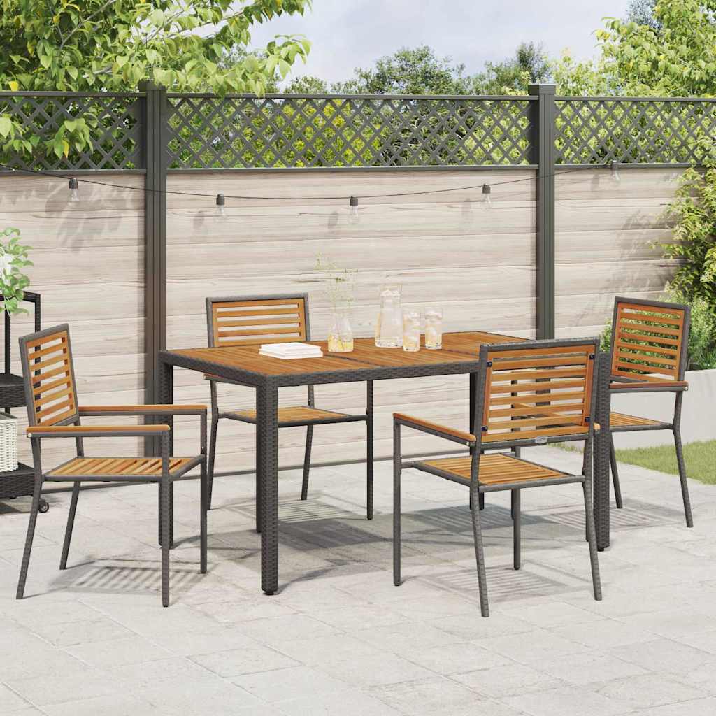 Garden Stacking Chairs 4 pcs Brown and Black 54 x 56 x 90 cm