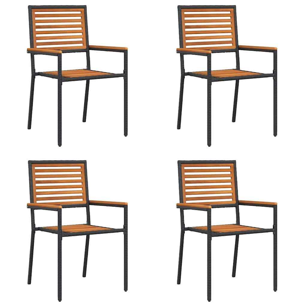 Garden Stacking Chairs 4 pcs Brown and Black 54 x 56 x 90 cm