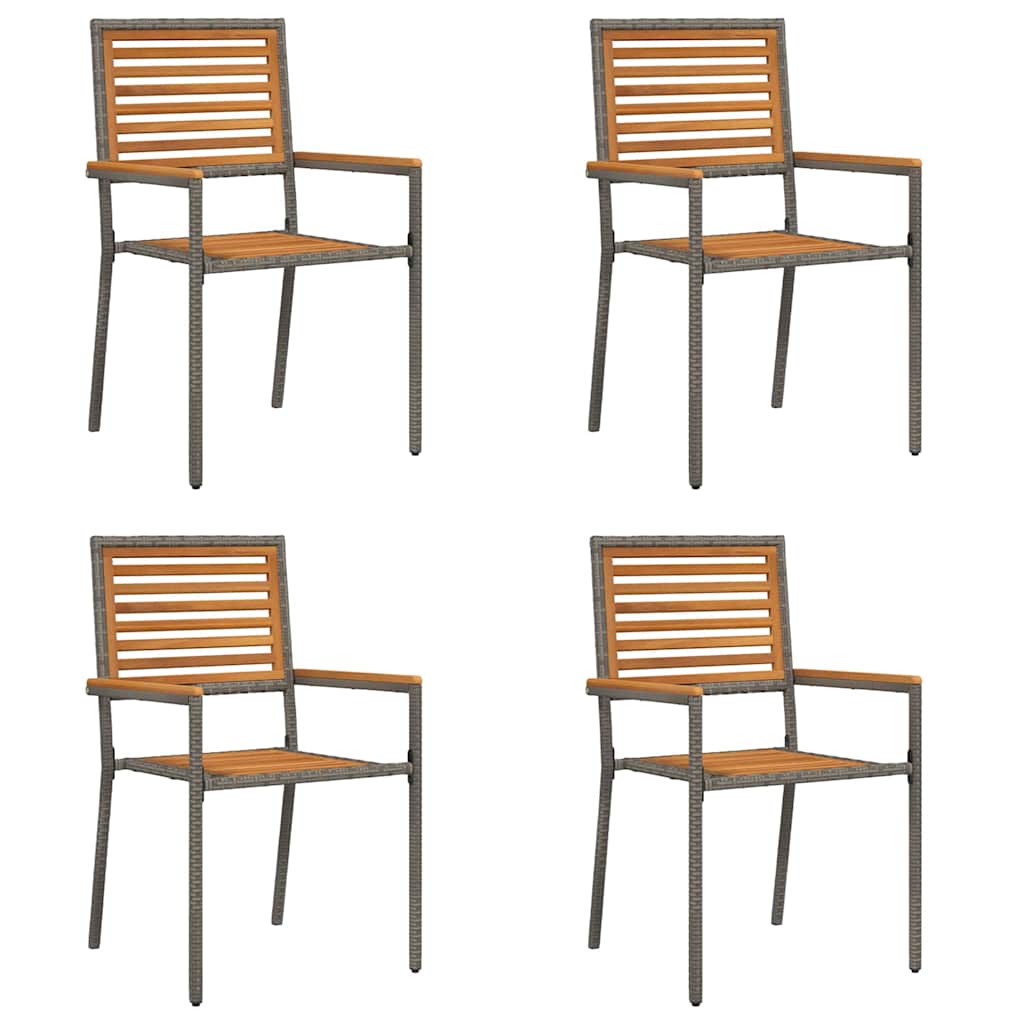 Garden Stacking Chairs 4 pcs Brown and Grey 54 x 56 x 90 cm
