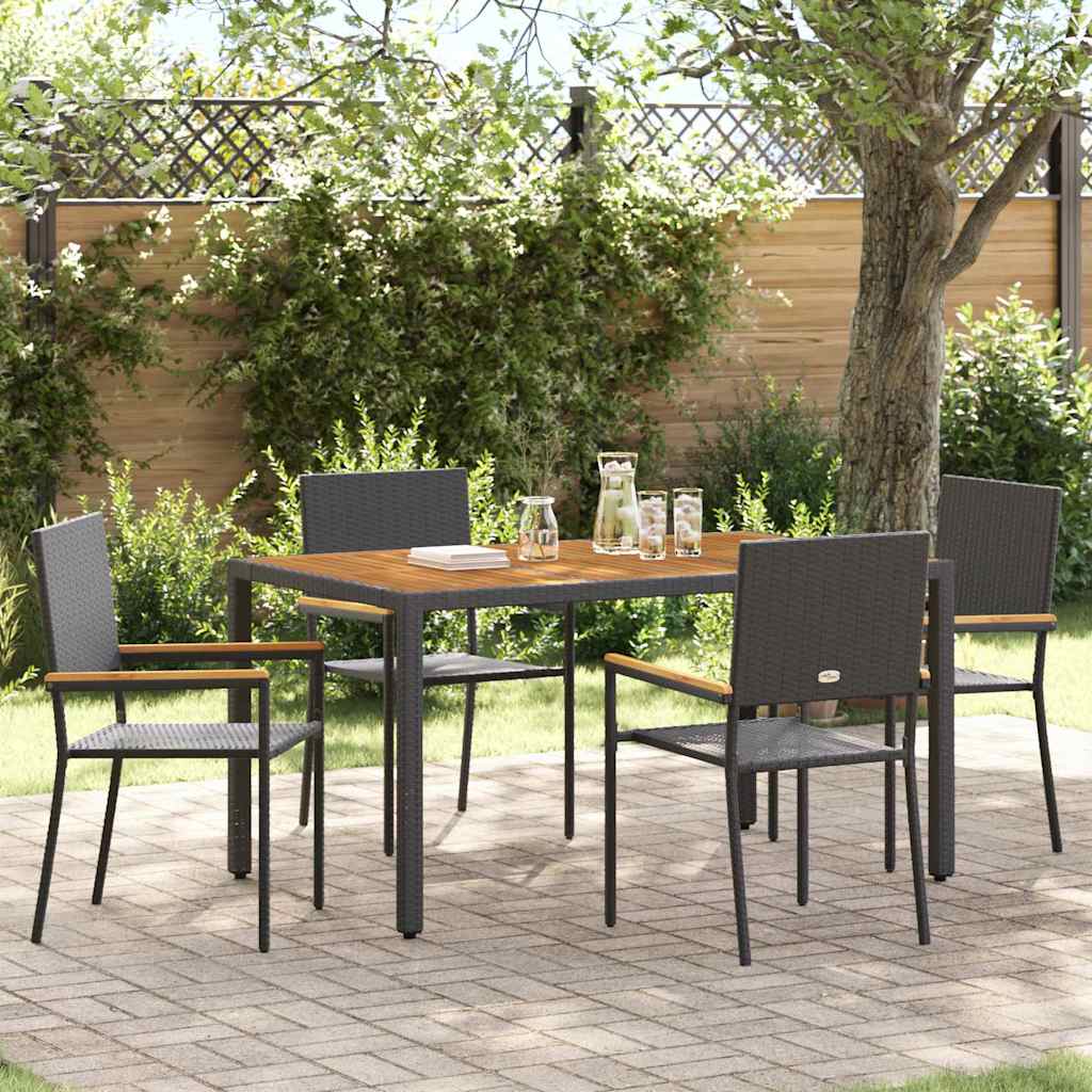 Garden Stacking Chairs 4 pcs Black and Brown 54 x 56 x 90 cm