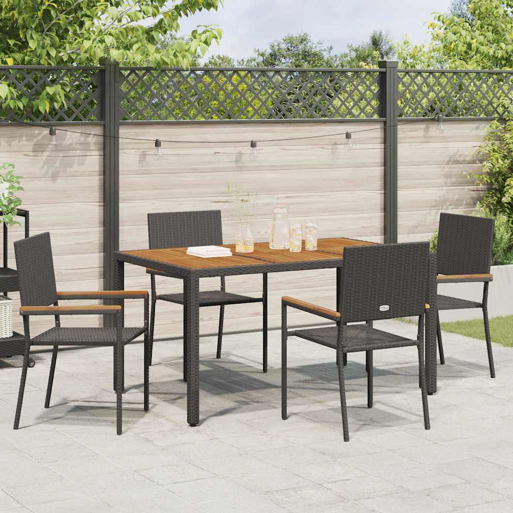 Garden Stacking Chairs 4 pcs Black and Brown 54 x 56 x 90 cm