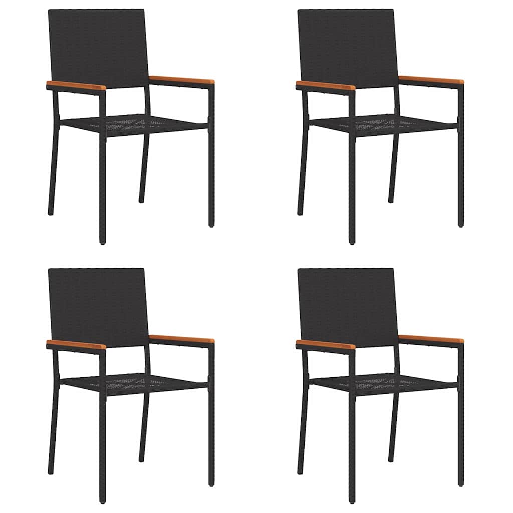 Garden Stacking Chairs 4 pcs Black and Brown 54 x 56 x 90 cm