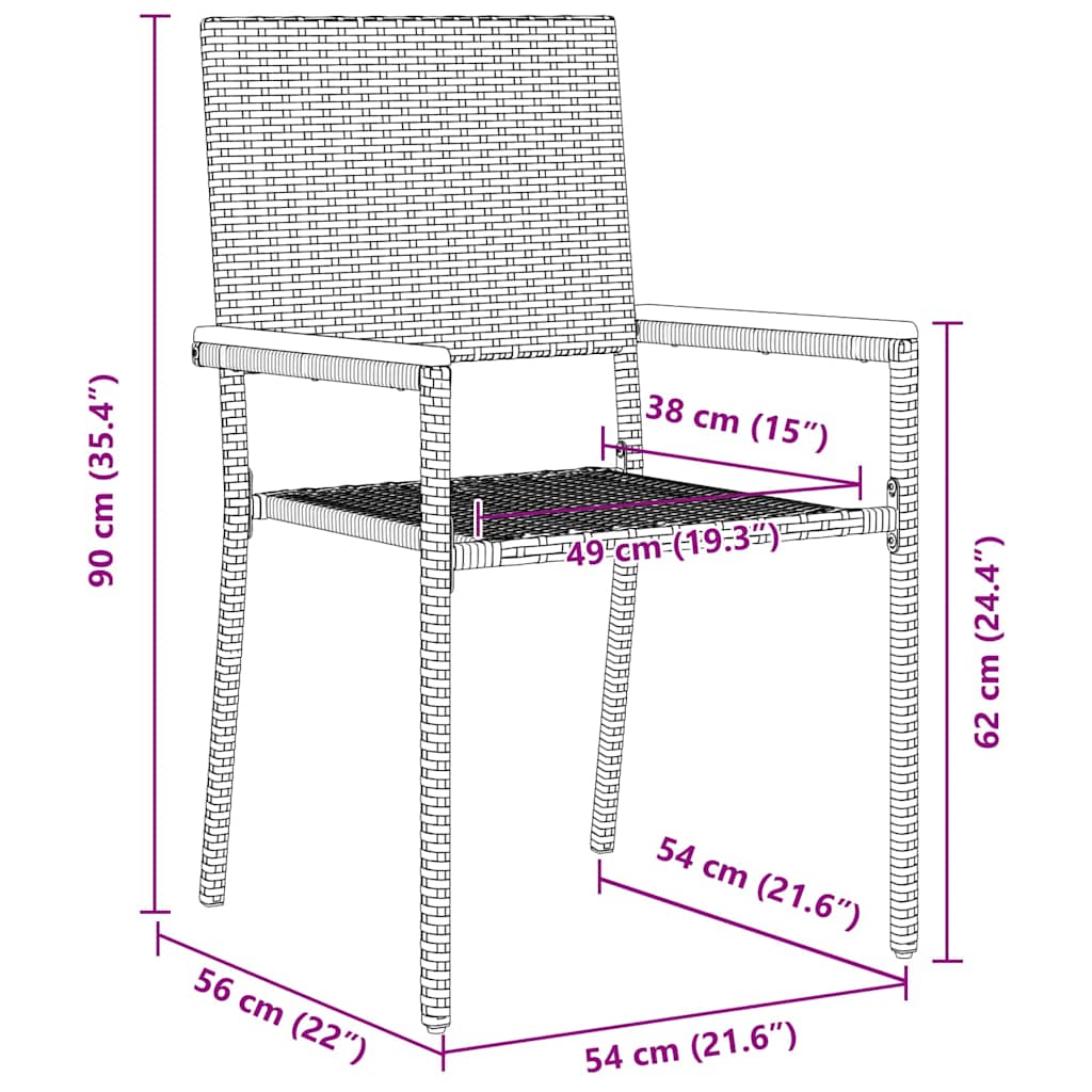 Garden Stacking Chairs 4 pcs Black and Brown 54 x 56 x 90 cm