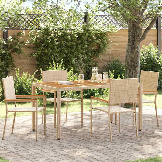 Garden Stacking Chairs 4 pcs Cream and Brown 54 x 56 x 90 cm