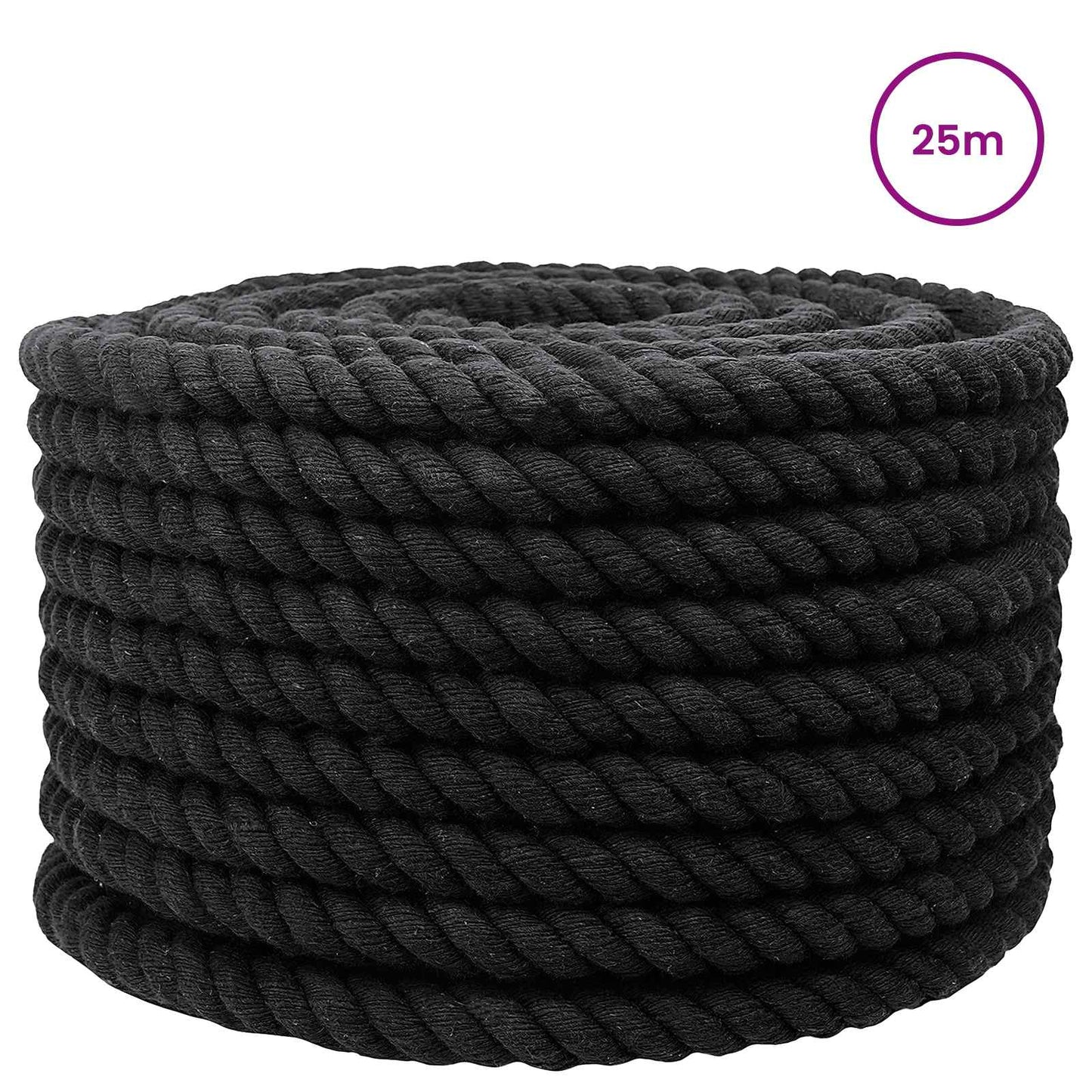 Cotton Rope 20 mm 25 m Black 100% Cotton