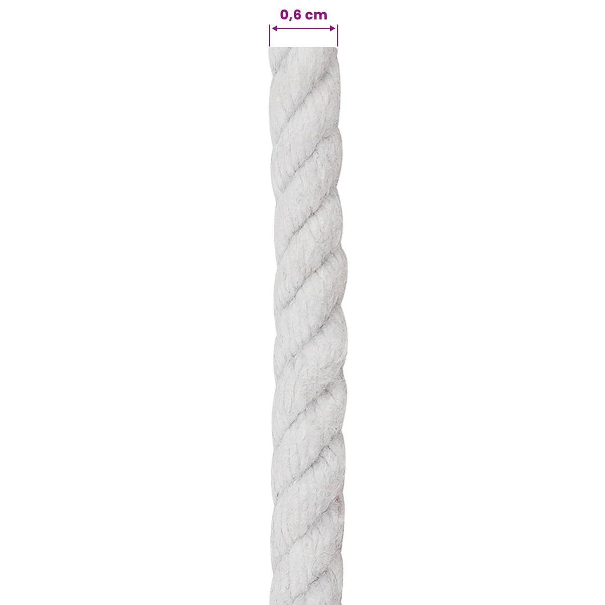Cotton Rope 6 mm 50 m White 100% Cotton