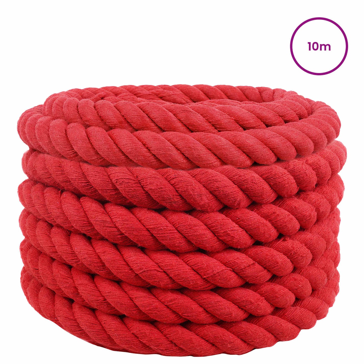 Cotton Rope 36 mm 10 m Red 100% Cotton
