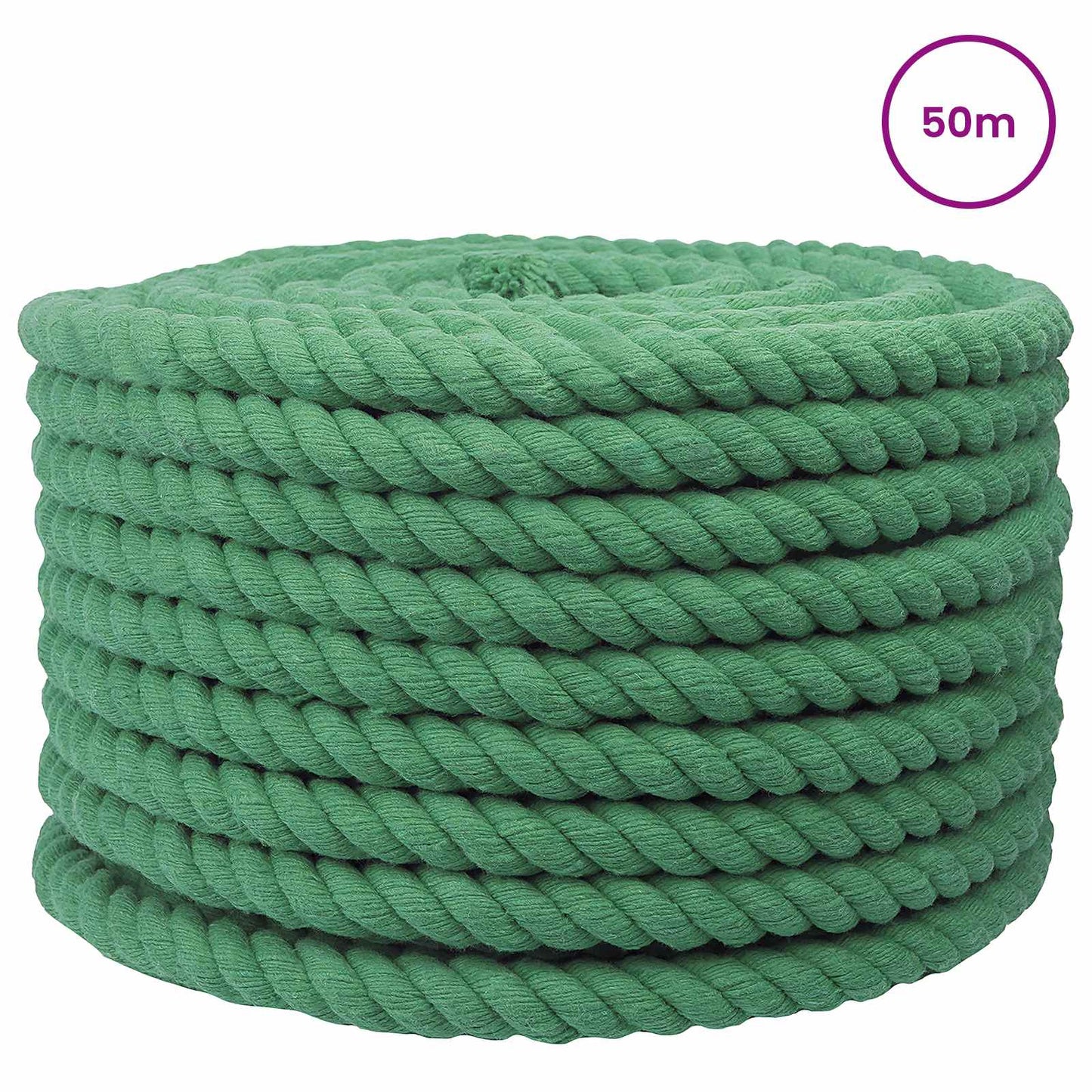Cotton Rope 20 mm 50 m Green 100% Cotton