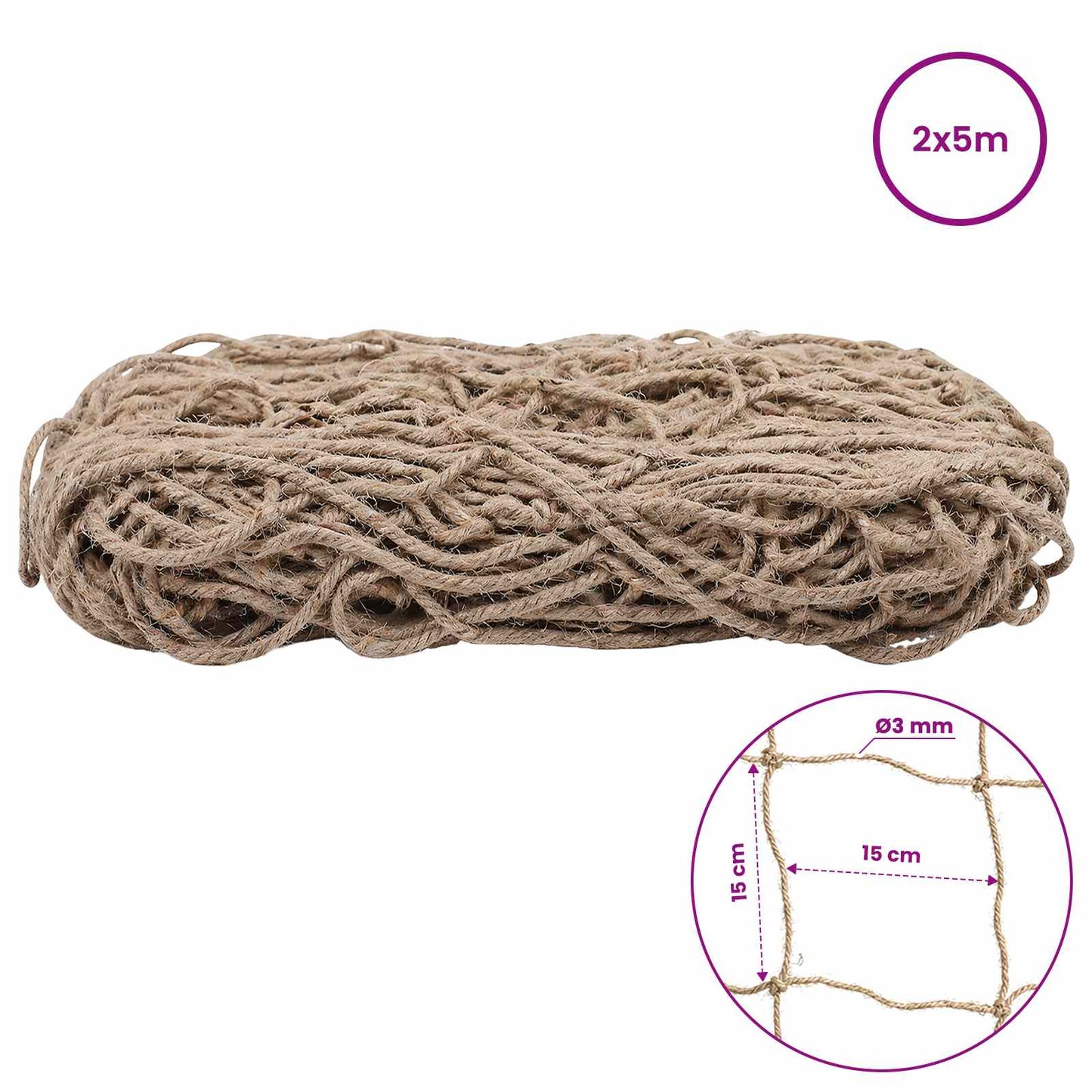 Jute Plant Support Netting Natural 2 x 5 m 100% Tossa Jute