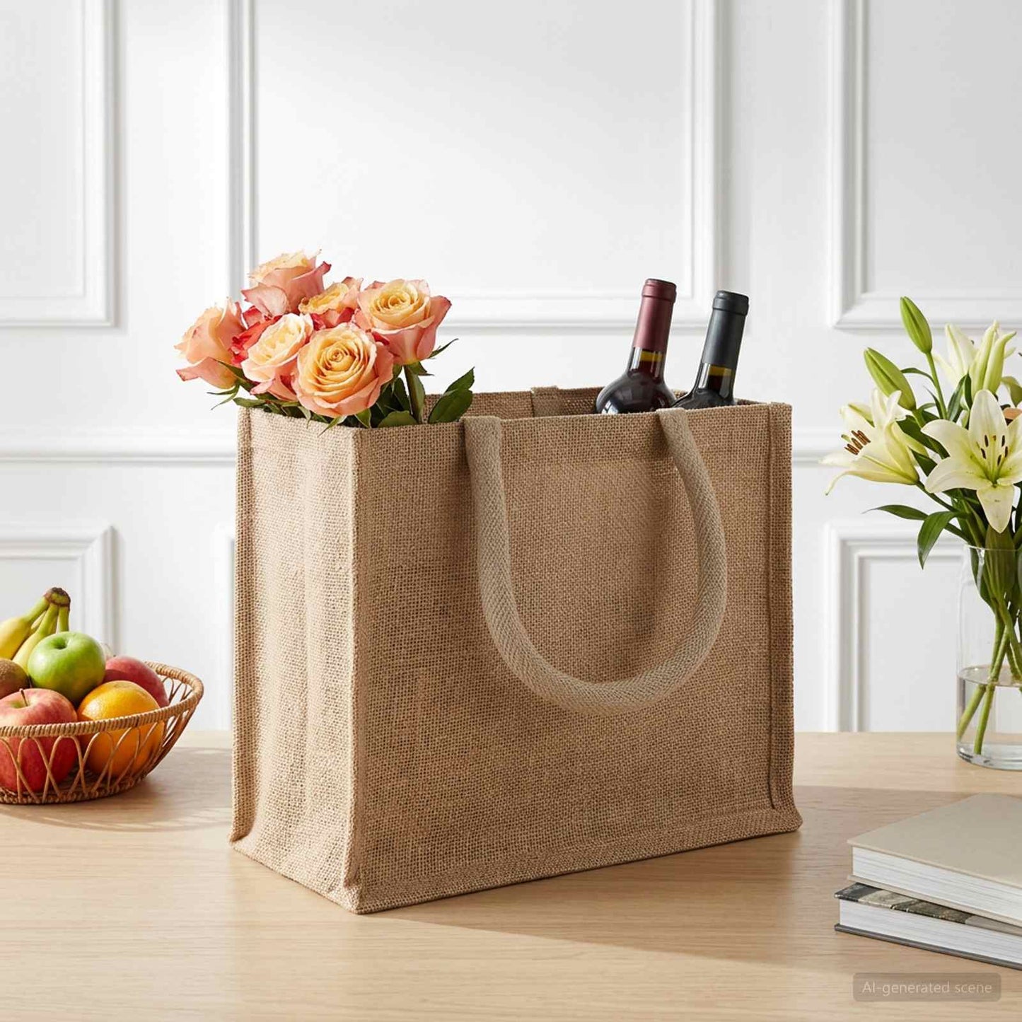 Jute Handbags 50 Natural 26 x 22 x 14 cm 100% Tossa Jute