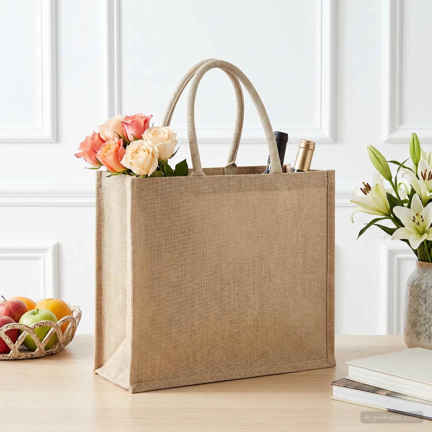 Jute Handbags 5 pcs Natural 42 x 33 x 19 cm 100% Tossa Jute