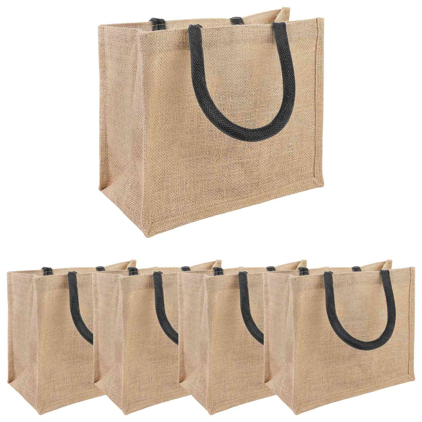Jute Handbags 5 pcs Natural and Black 26 x 22 x 14 cm