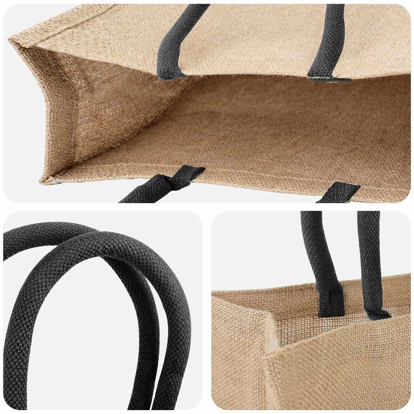 Jute Handbags 5 pcs Natural and Black 42 x 33 x 19 cm