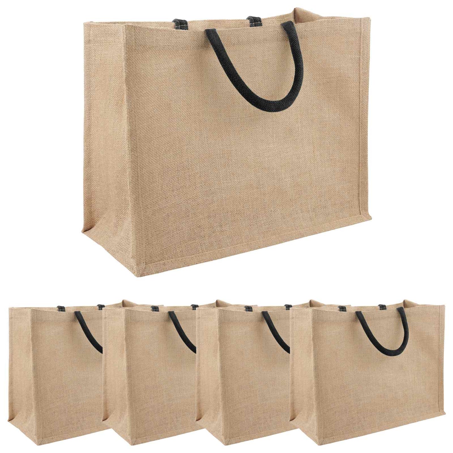 Jute Handbags 5 pcs Natural and Black 42 x 33 x 19 cm