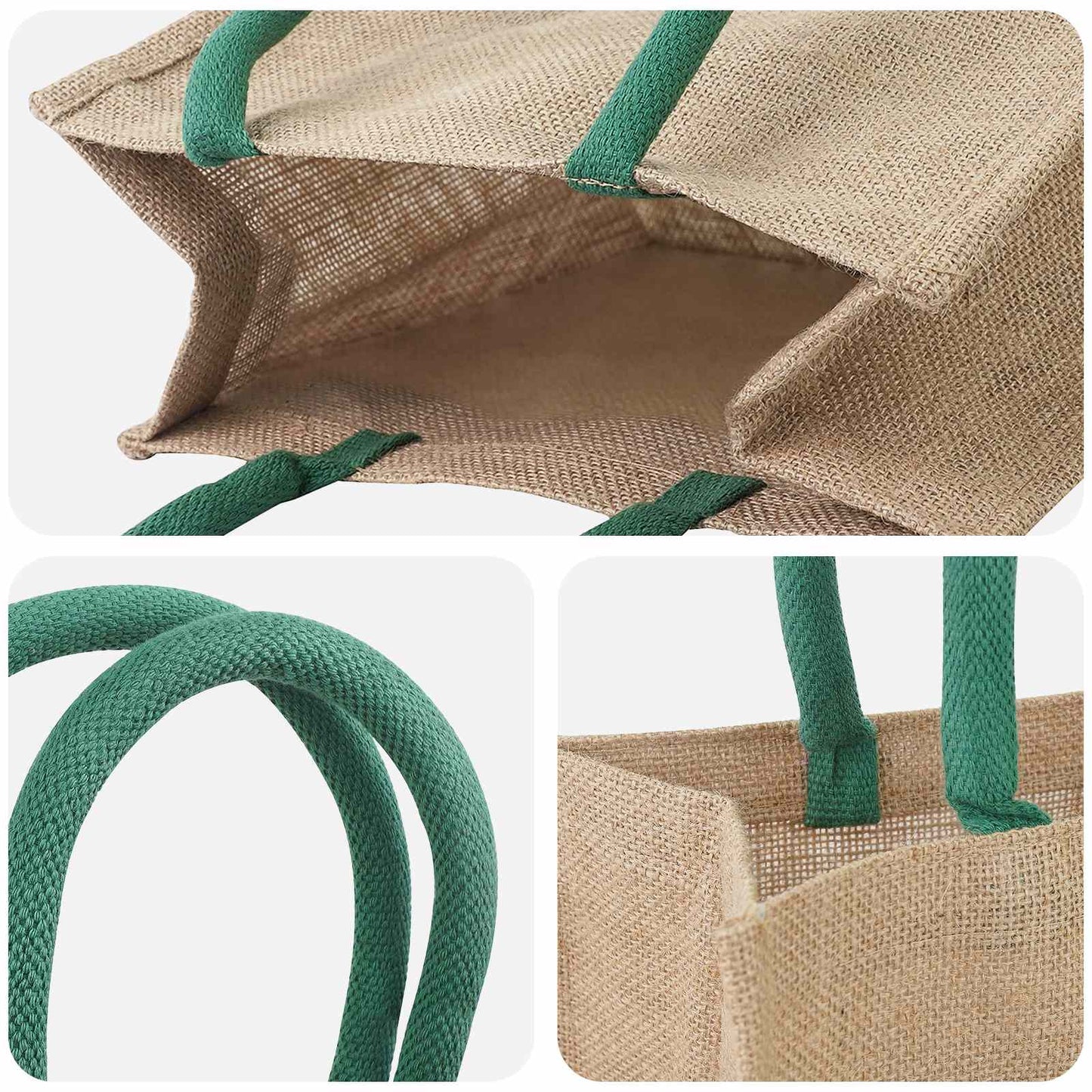 Jute Handbags 5 pcs Natural and Green 26 x 22 x 14 cm