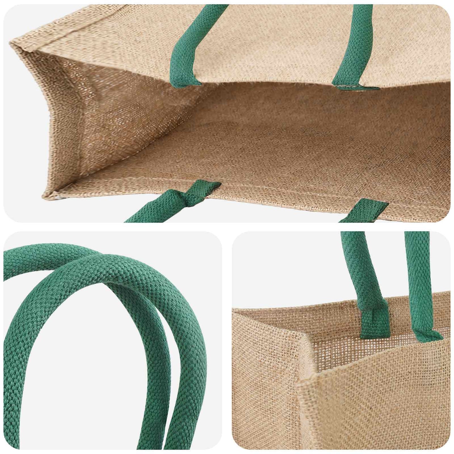 Jute Handbags 5 Natural and Green 42 x 33 x 19 cm