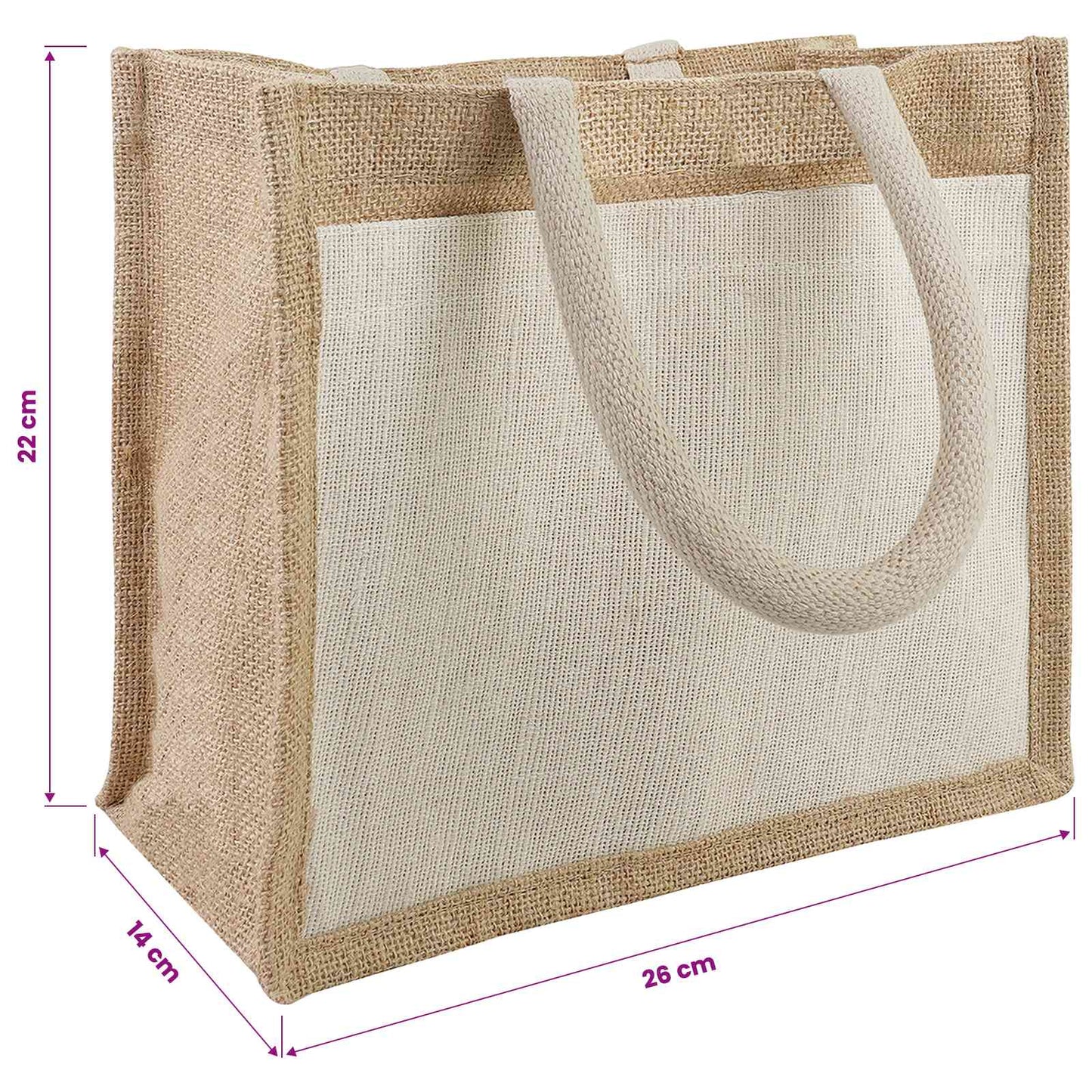 Jute Handbags with Pocket 5 pcs 26 x 22 x 14 cm 100% Tossa Jute