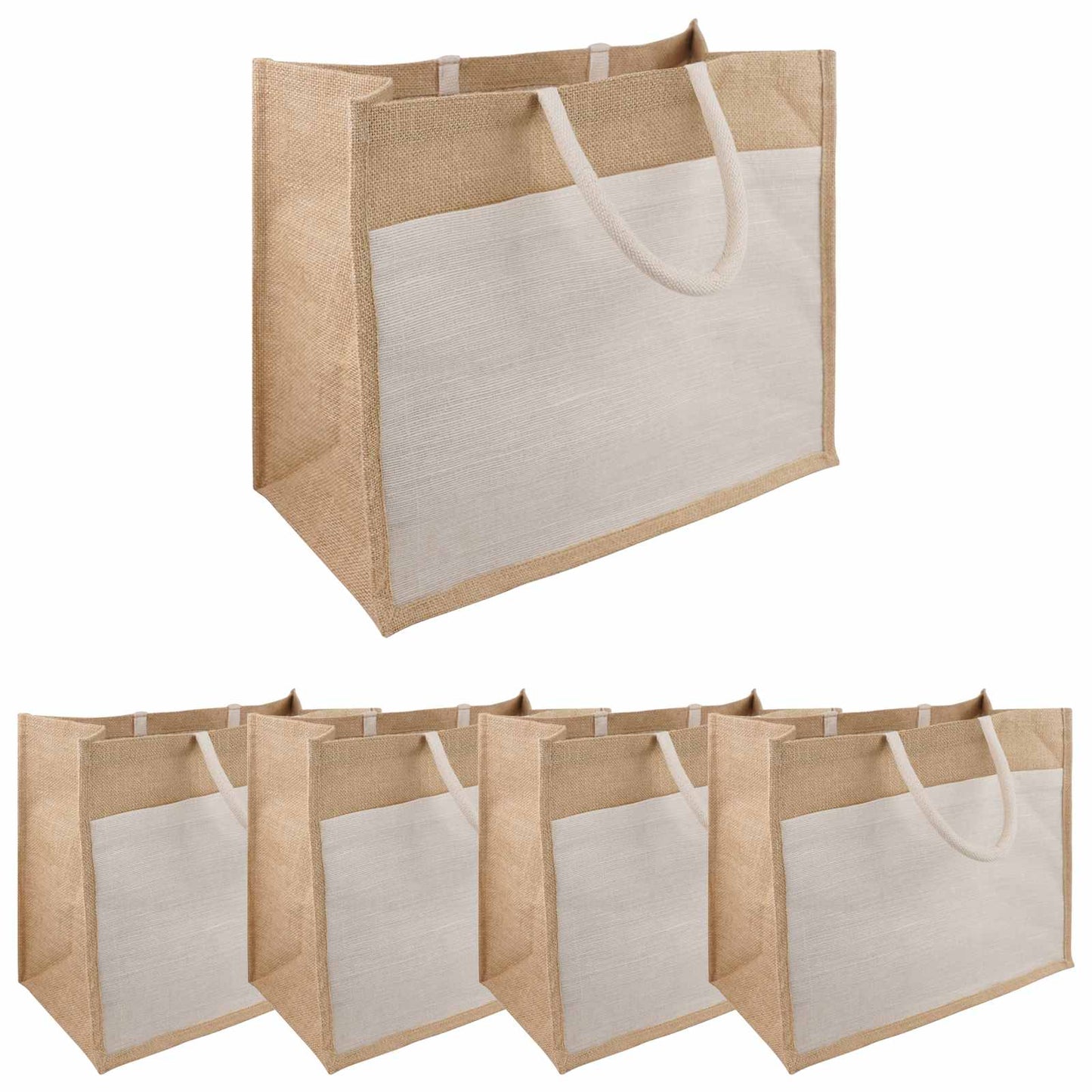 Jute Handbags with Pocket 5 pcs 42 x 33 x 19 cm 100% Tossa Jute