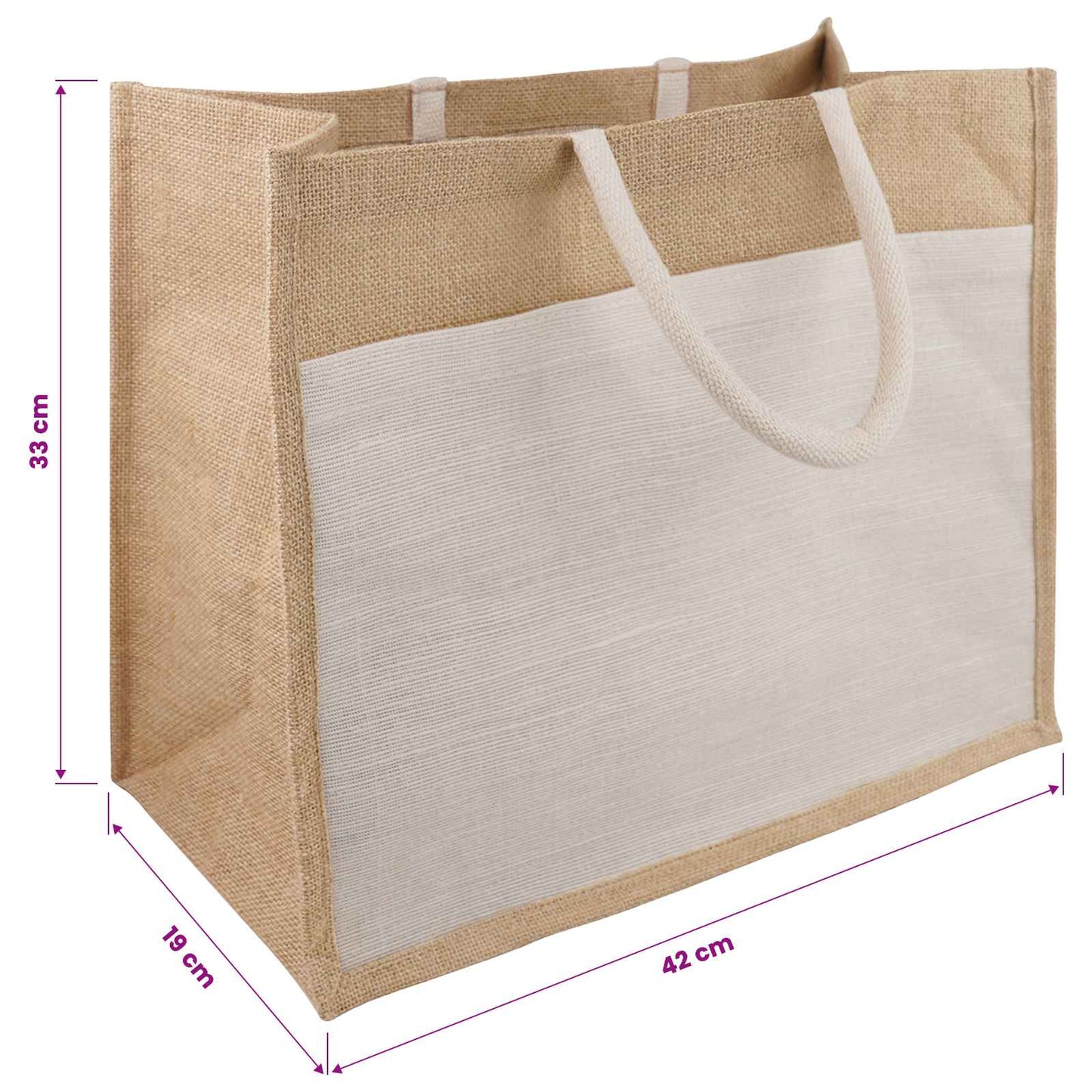 Jute Handbags with Pocket 10 pcs 42 x 33 x 19 cm