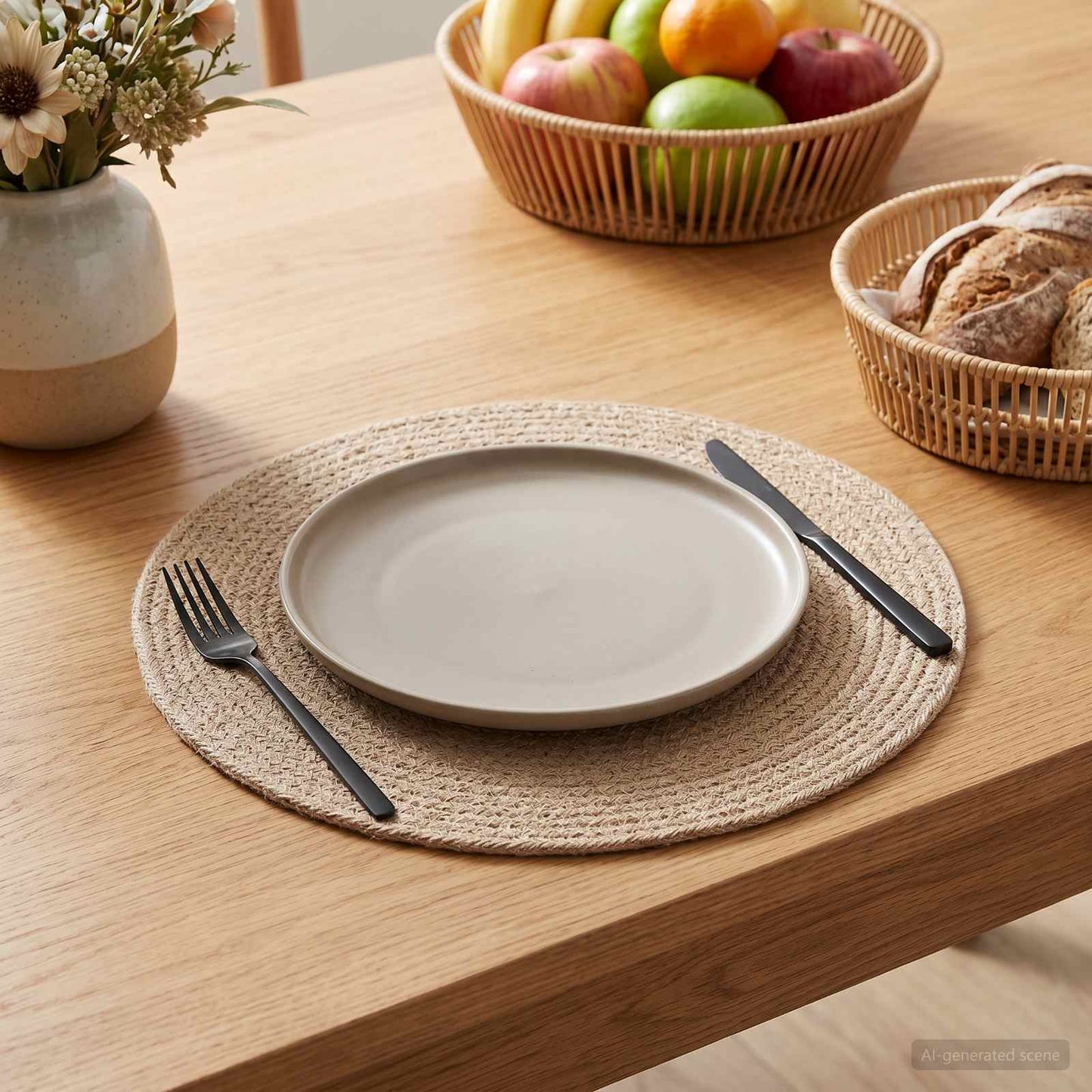 Jute Placemets 6 pcs Natural Ø 30 cm 100% Tossa Jute