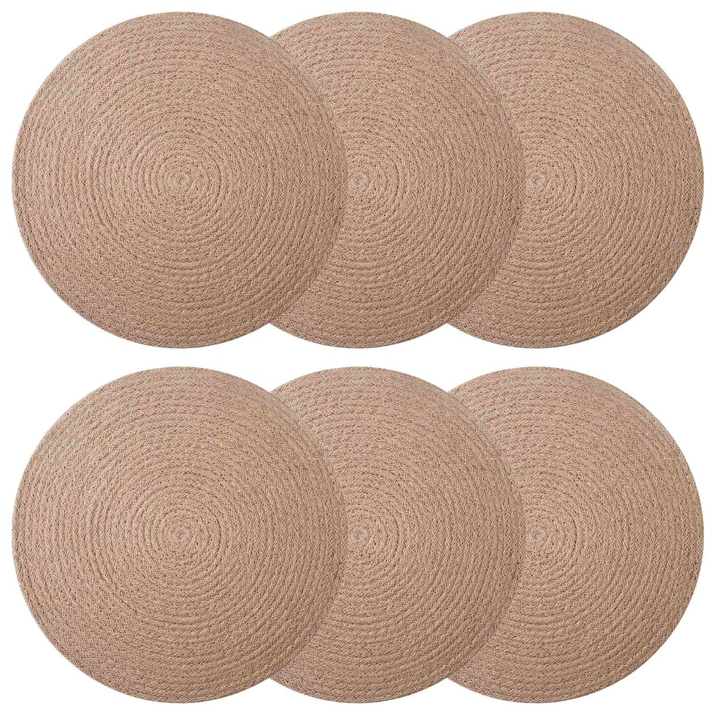 Jute Placemets 6 pcs Natural Ø 30 cm 100% Tossa Jute