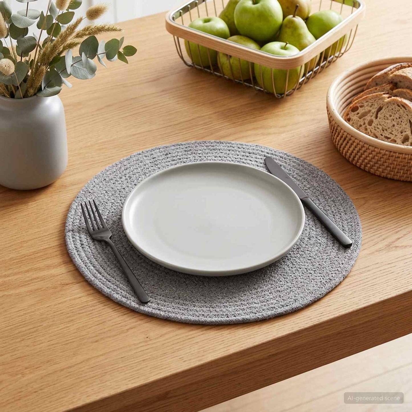 Jute Placemets 4 pcs Grey 100% Tossa Jute