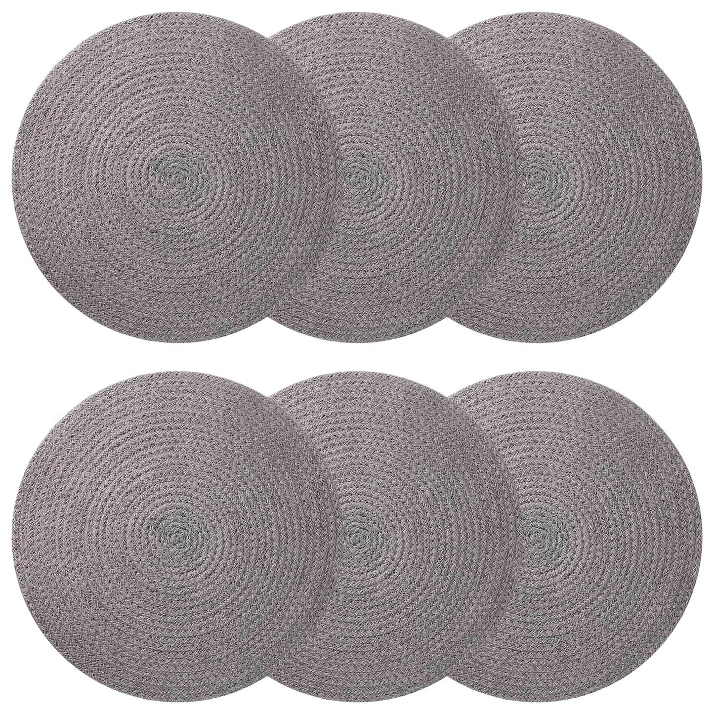 Jute Placemets 6 pcs Grey 100% Tossa Jute